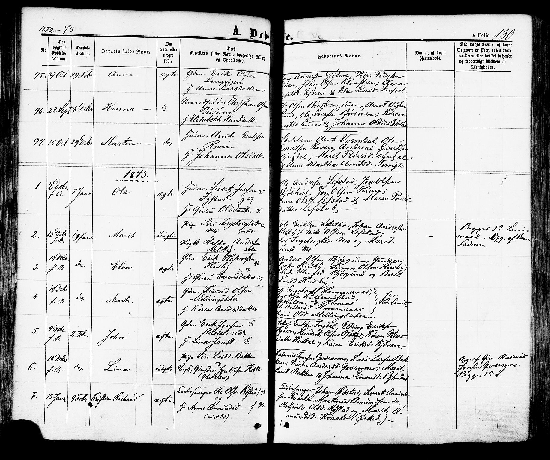 Ministerialprotokoller, klokkerbøker og fødselsregistre - Sør-Trøndelag, SAT/A-1456/665/L0772: Parish register (official) no. 665A07, 1856-1878, p. 130
