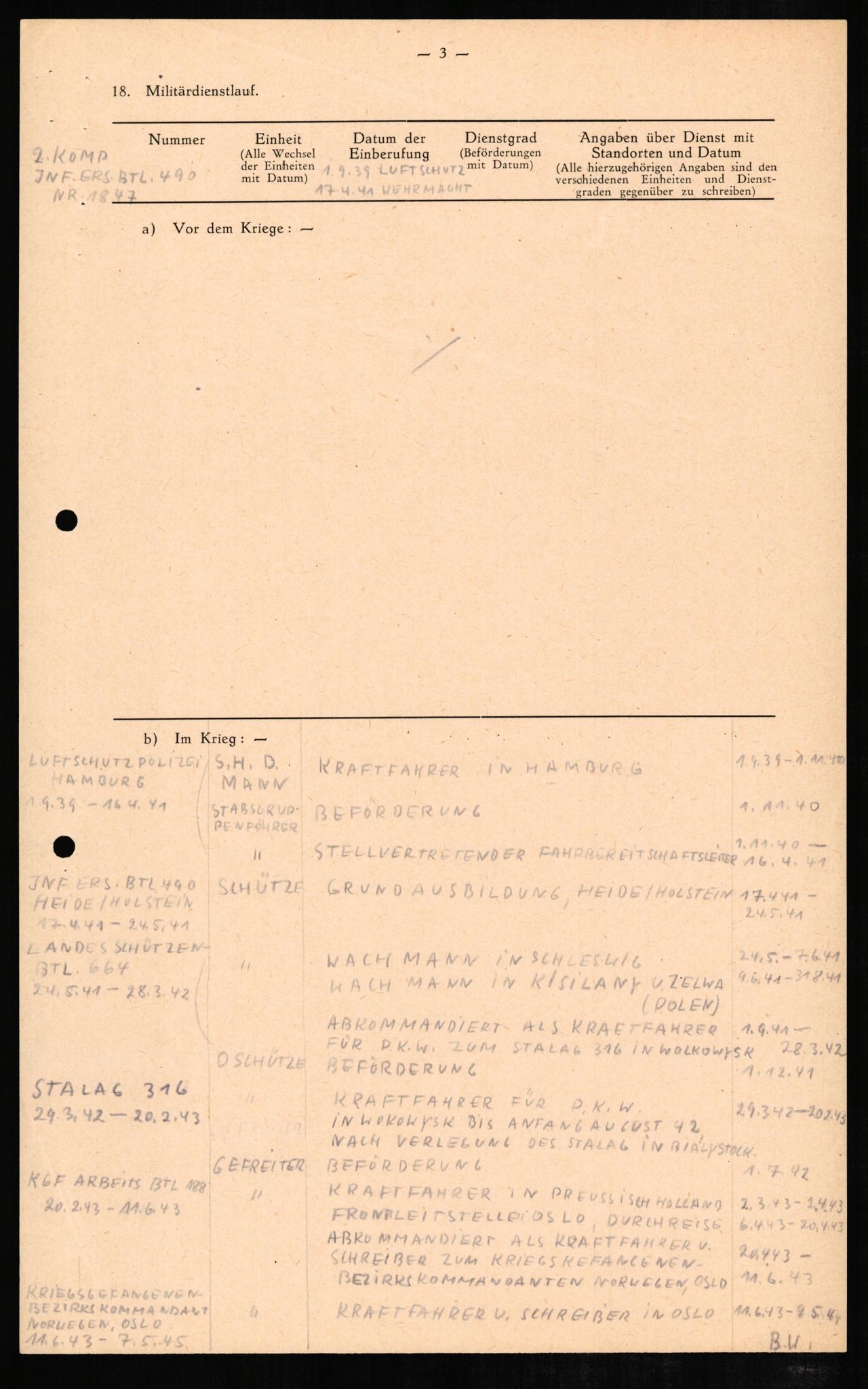 Forsvaret, Forsvarets overkommando II, AV/RA-RAFA-3915/D/Db/L0008: CI Questionaires. Tyske okkupasjonsstyrker i Norge. Tyskere., 1945-1946, p. 12