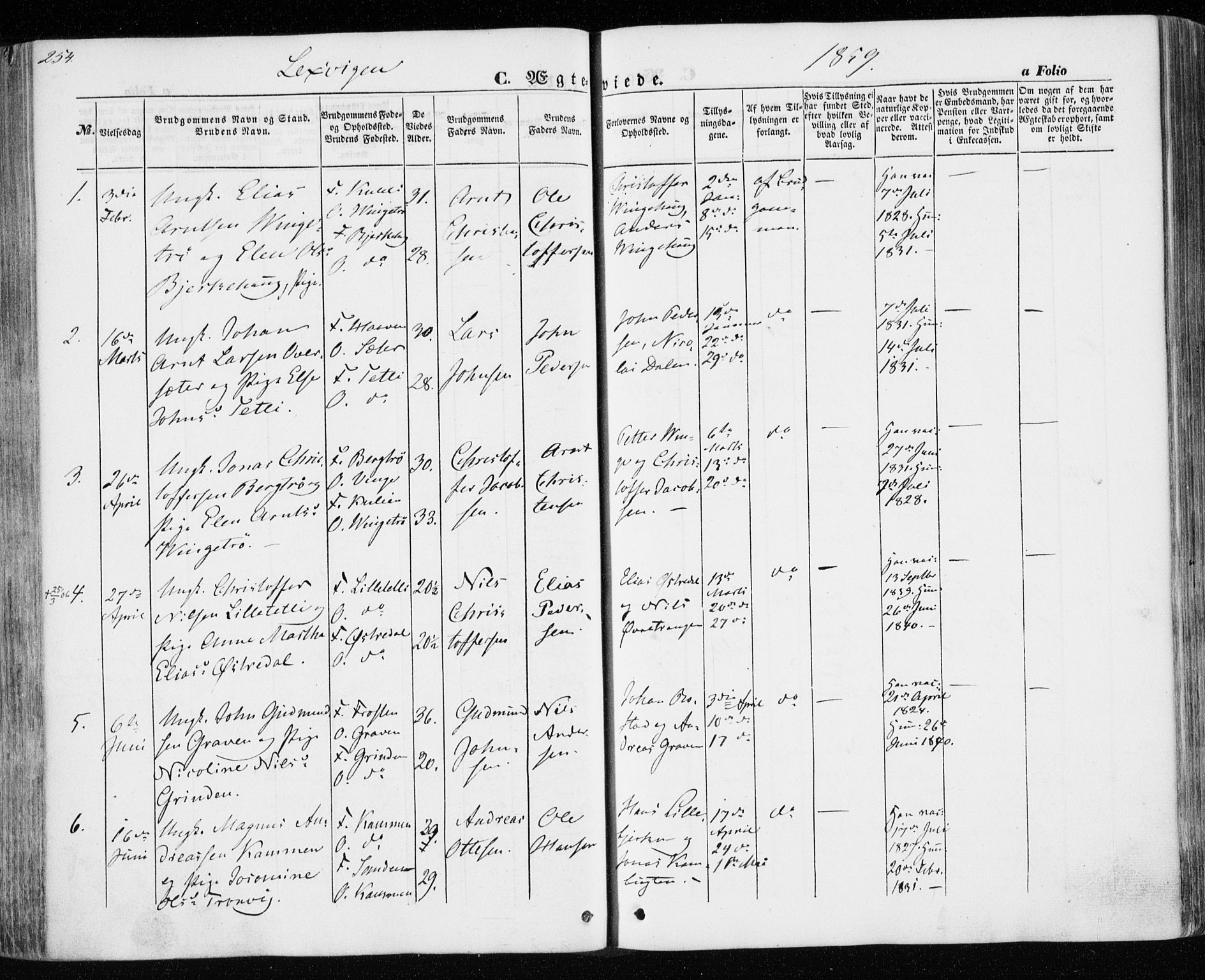 Ministerialprotokoller, klokkerbøker og fødselsregistre - Nord-Trøndelag, AV/SAT-A-1458/701/L0008: Parish register (official) no. 701A08 /1, 1854-1863, p. 254