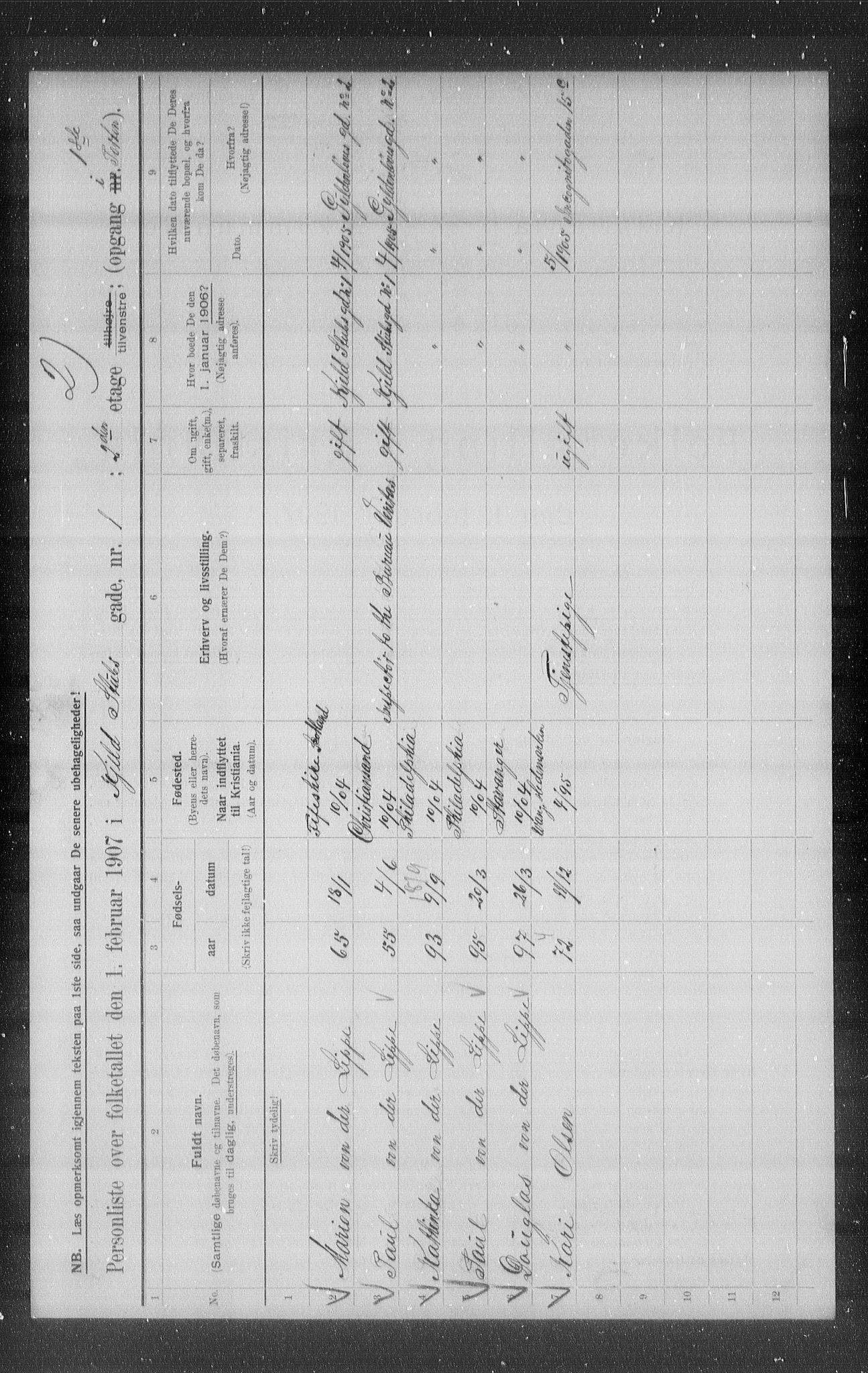 OBA, Municipal Census 1907 for Kristiania, 1907, p. 26151