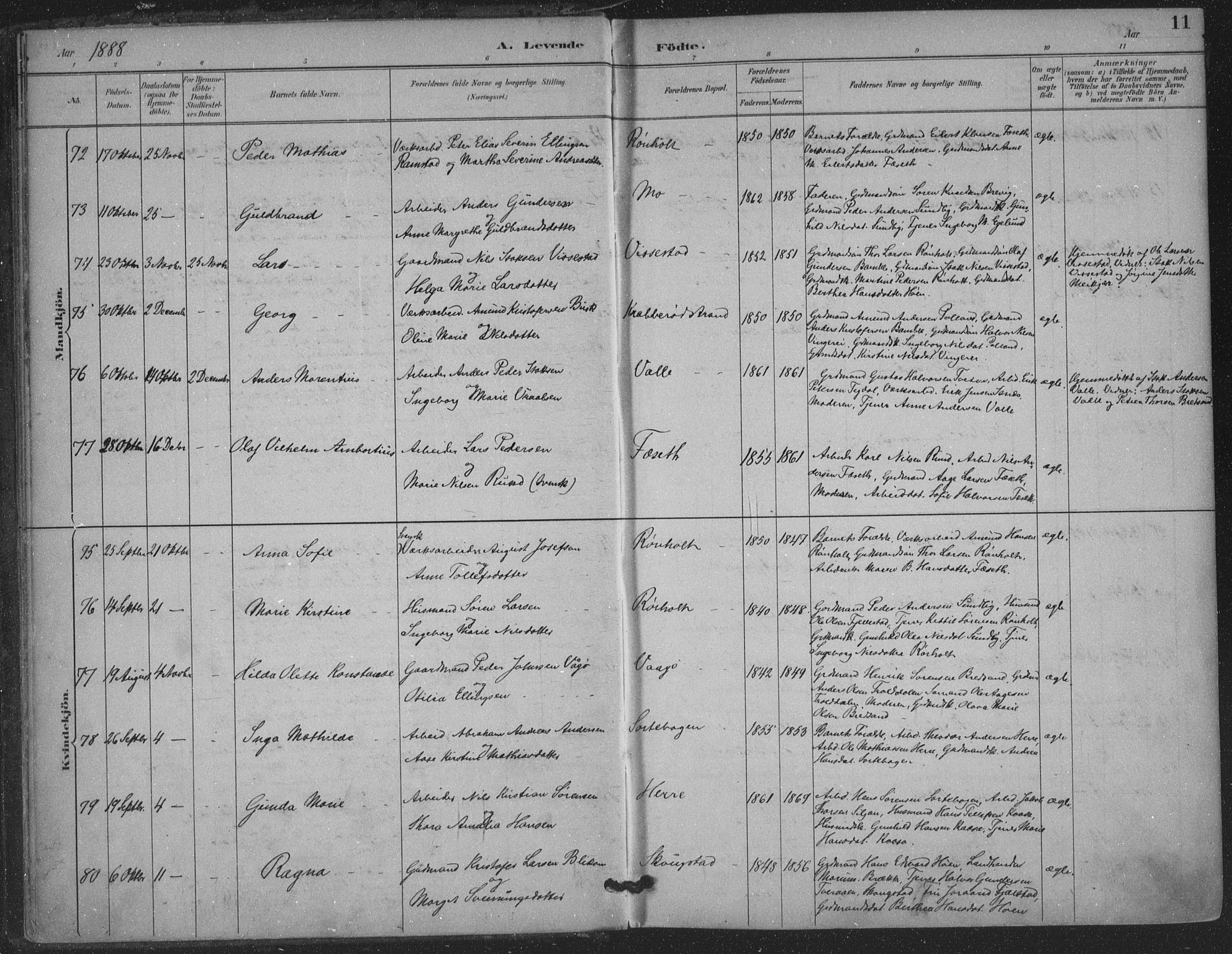 Bamble kirkebøker, AV/SAKO-A-253/F/Fa/L0008: Parish register (official) no. I 8, 1888-1900, p. 11