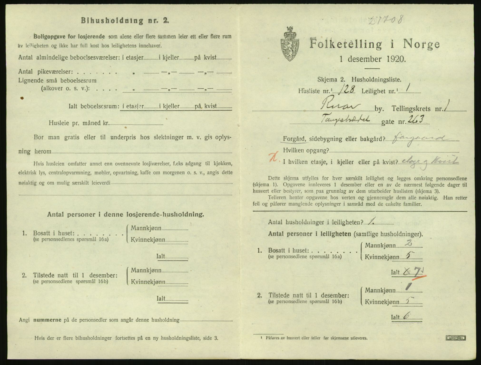 SAK, 1920 census for Risør, 1920, p. 1661