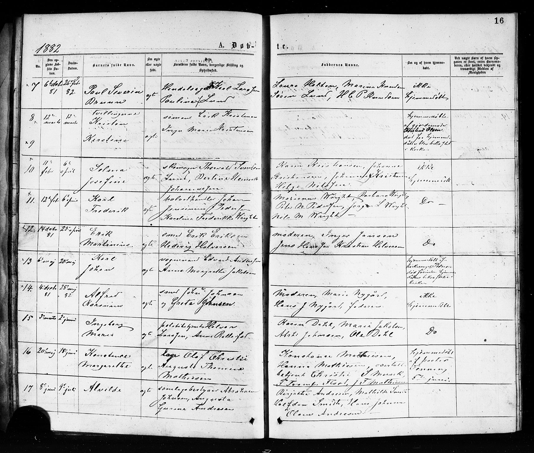 Porsgrunn kirkebøker , AV/SAKO-A-104/G/Ga/L0003: Parish register (copy) no. I 3, 1877-1915, p. 16