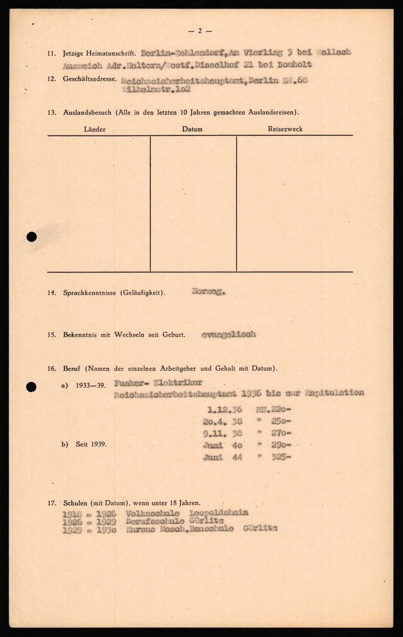 Forsvaret, Forsvarets overkommando II, AV/RA-RAFA-3915/D/Db/L0028: CI Questionaires. Tyske okkupasjonsstyrker i Norge. Tyskere., 1945-1946, p. 381