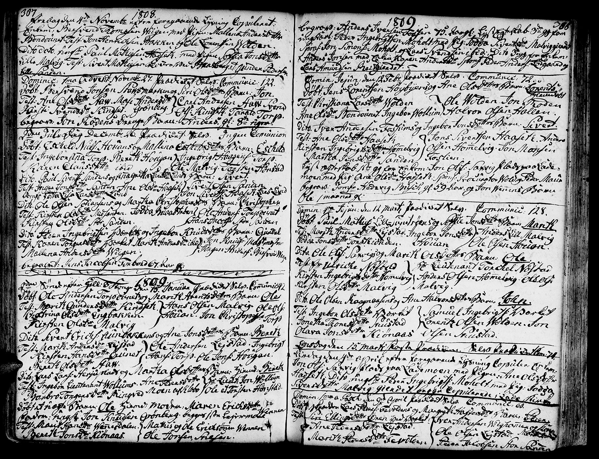 Ministerialprotokoller, klokkerbøker og fødselsregistre - Sør-Trøndelag, SAT/A-1456/606/L0281: Parish register (official) no. 606A02 /2, 1781-1817, p. 307-308
