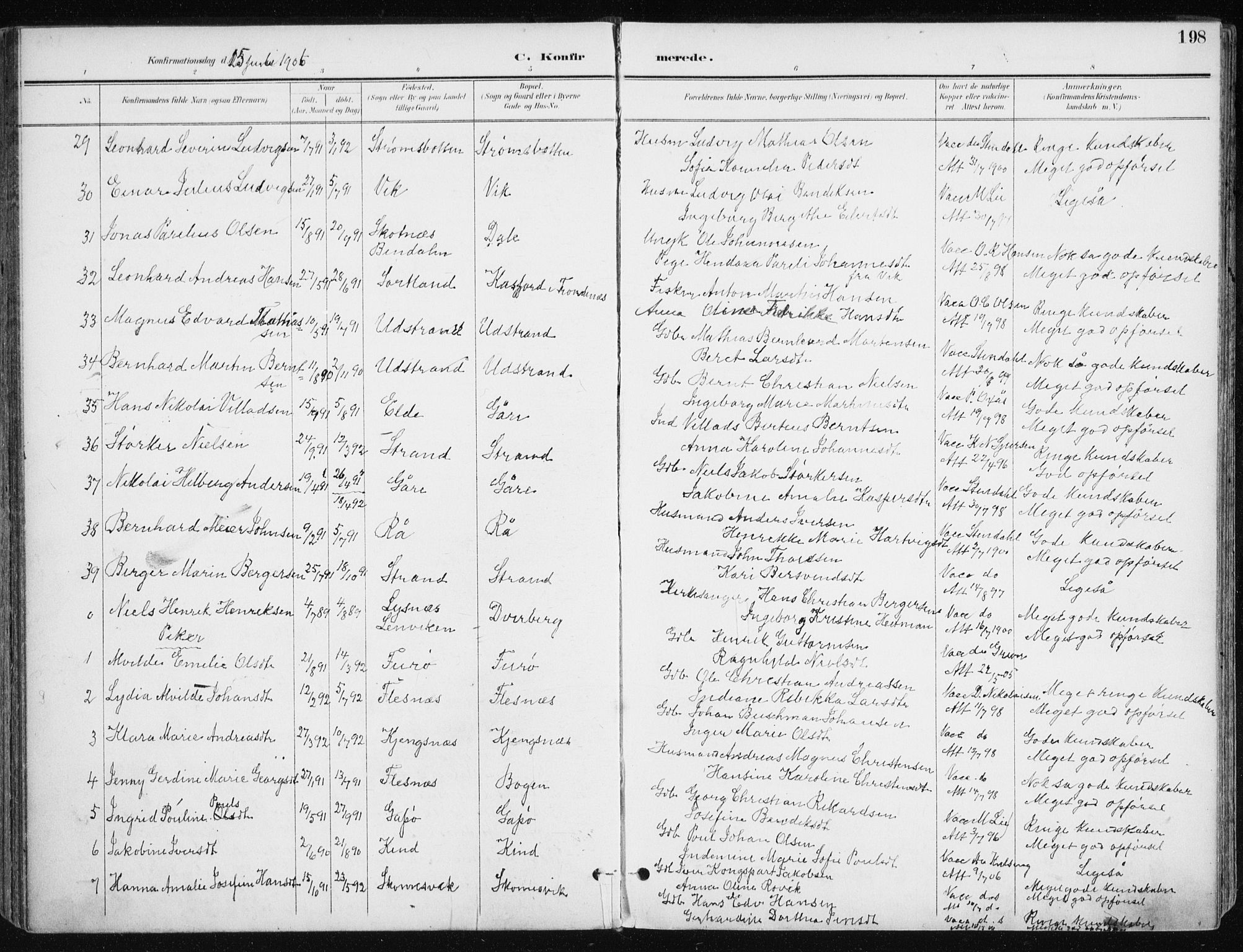 Kvæfjord sokneprestkontor, AV/SATØ-S-1323/G/Ga/Gaa/L0006kirke: Parish register (official) no. 6, 1895-1914, p. 198