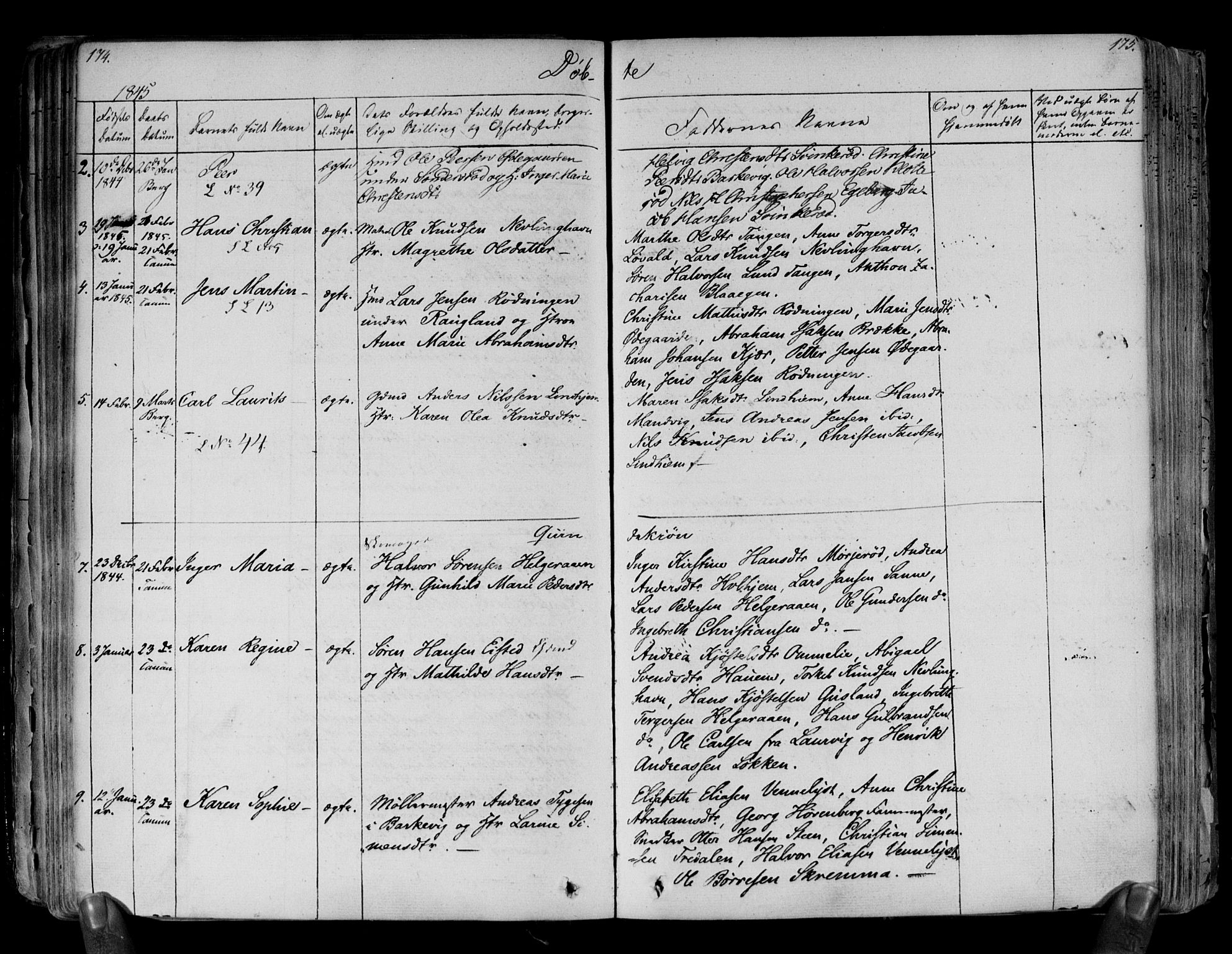 Brunlanes kirkebøker, SAKO/A-342/F/Fa/L0003: Parish register (official) no. I 3, 1834-1845, p. 174-175