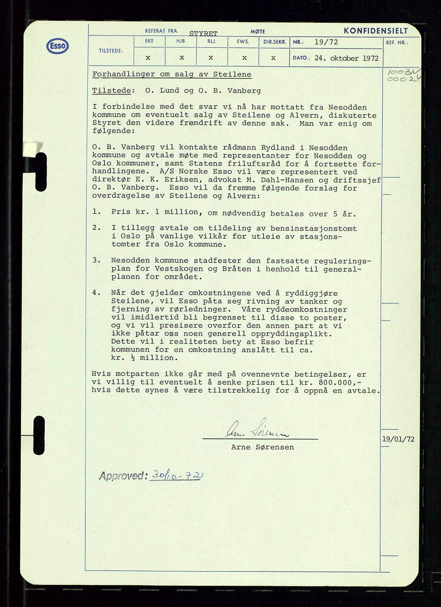 Pa 0982 - Esso Norge A/S, AV/SAST-A-100448/A/Aa/L0003/0002: Den administrerende direksjon Board minutes (styrereferater) og Bedriftforsamlingsprotokoll / Den administrerende direksjon Board minutes (styrereferater), 1970-1974, p. 101