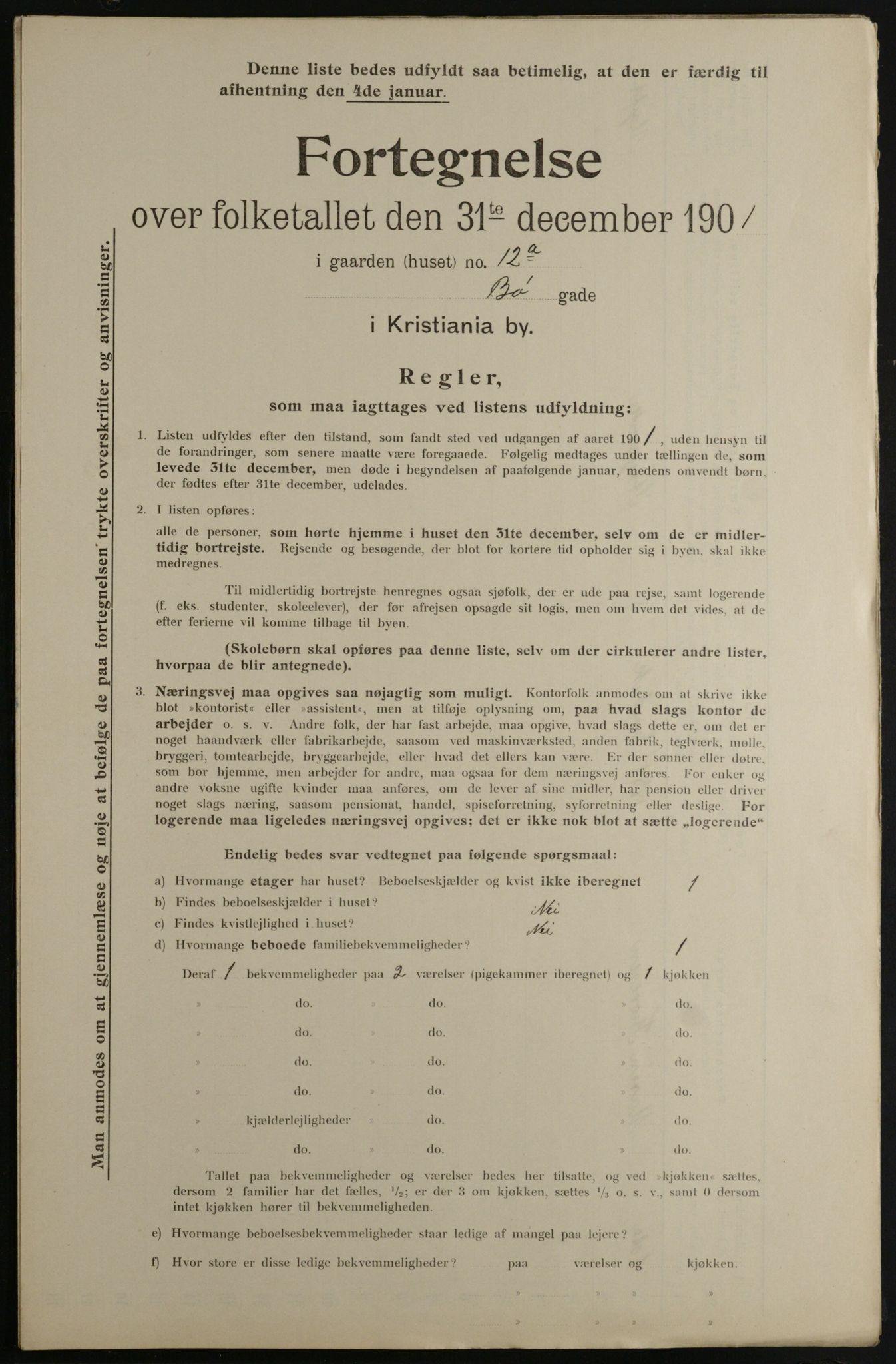 OBA, Municipal Census 1901 for Kristiania, 1901, p. 1836