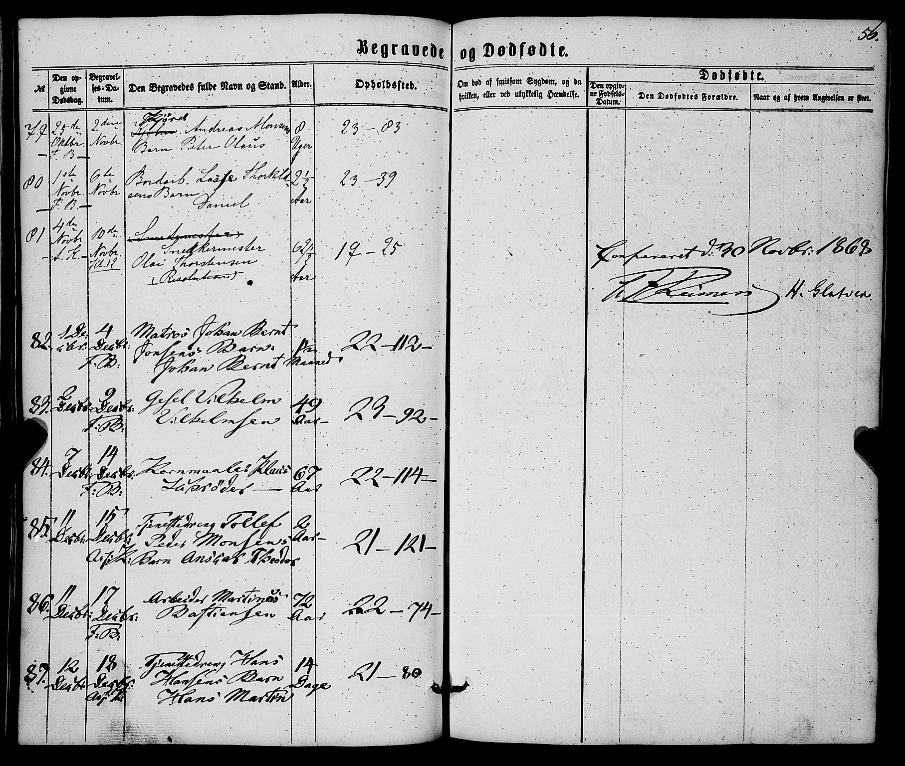 Korskirken sokneprestembete, SAB/A-76101/H/Haa/L0045: Parish register (official) no. E 3, 1863-1875, p. 56