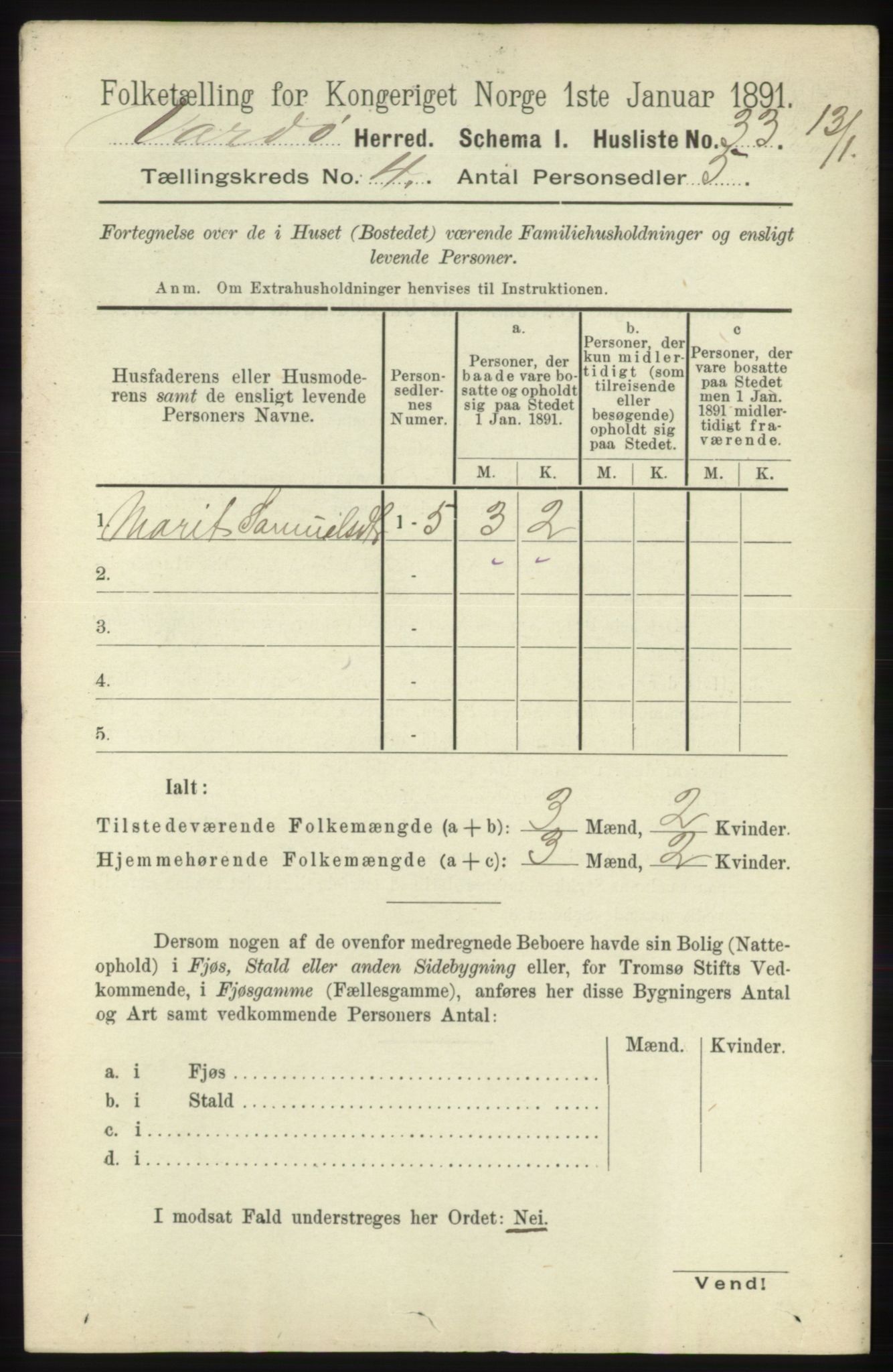 RA, 1891 census for 2028 Vardø, 1891, p. 1087