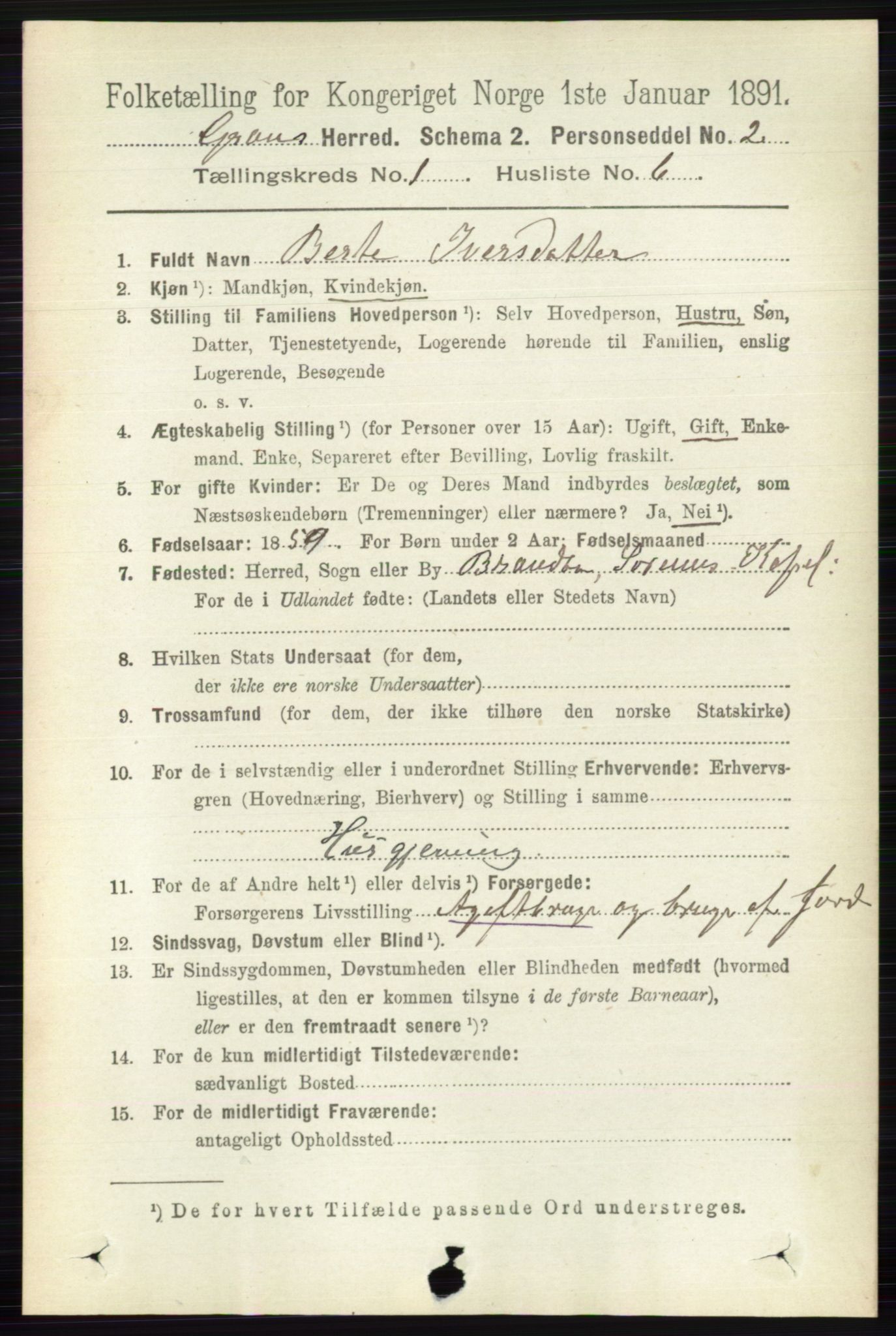RA, 1891 census for 0534 Gran, 1891, p. 90