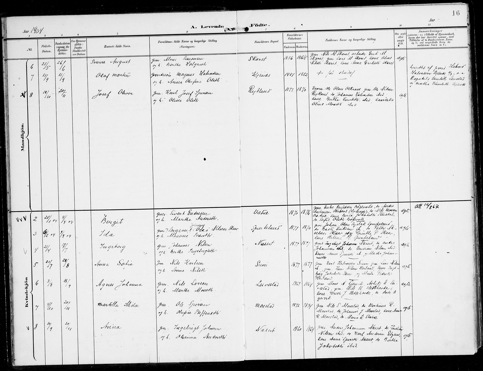 Alversund Sokneprestembete, AV/SAB-A-73901/H/Ha/Haa/Haad/L0004: Parish register (official) no. D 4, 1898-1926, p. 16