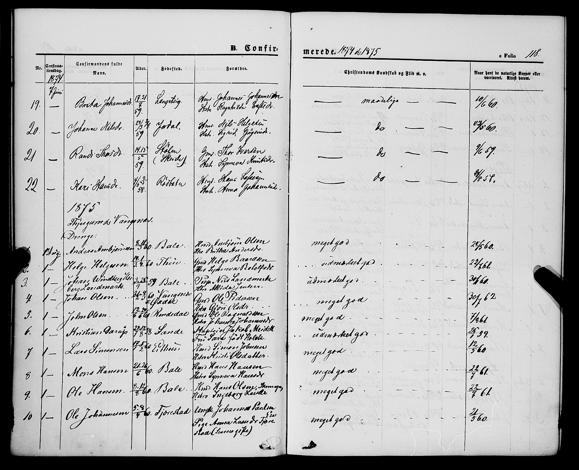 Balestrand sokneprestembete, AV/SAB-A-79601/H/Haa/Haaa/L0003: Parish register (official) no. A 3, 1867-1878, p. 118