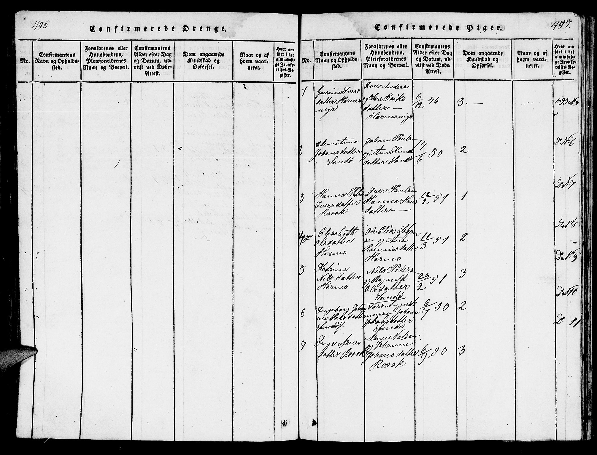 Ministerialprotokoller, klokkerbøker og fødselsregistre - Møre og Romsdal, AV/SAT-A-1454/561/L0731: Parish register (copy) no. 561C01, 1817-1867, p. 496-497