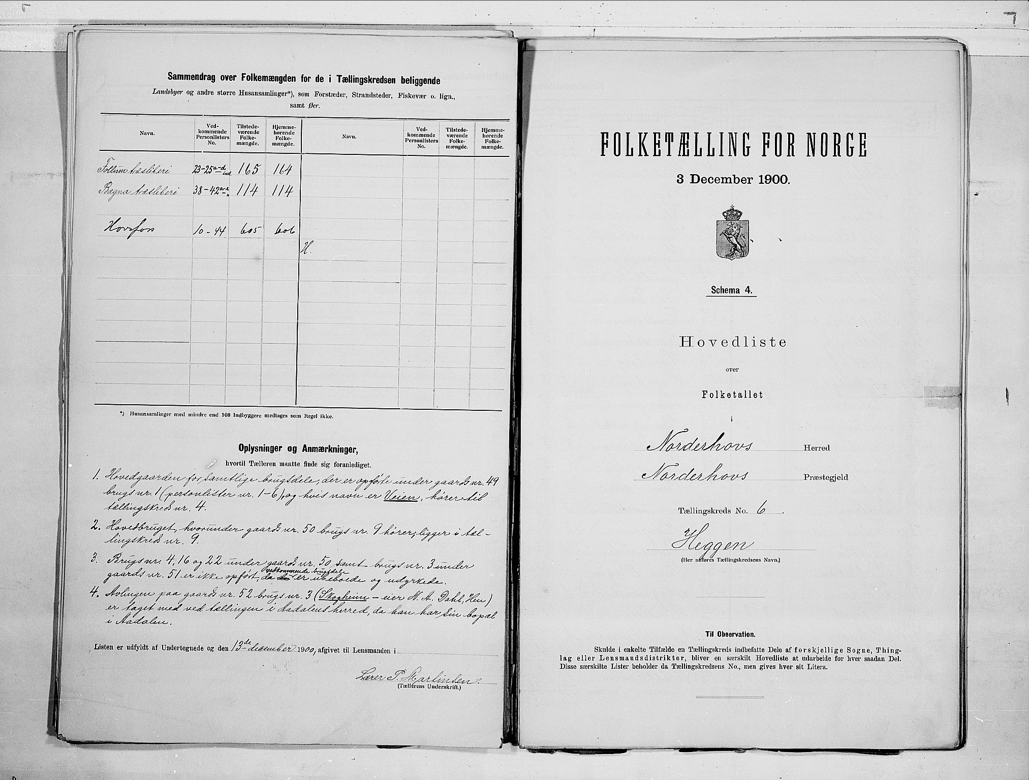 RA, 1900 census for Norderhov, 1900, p. 20