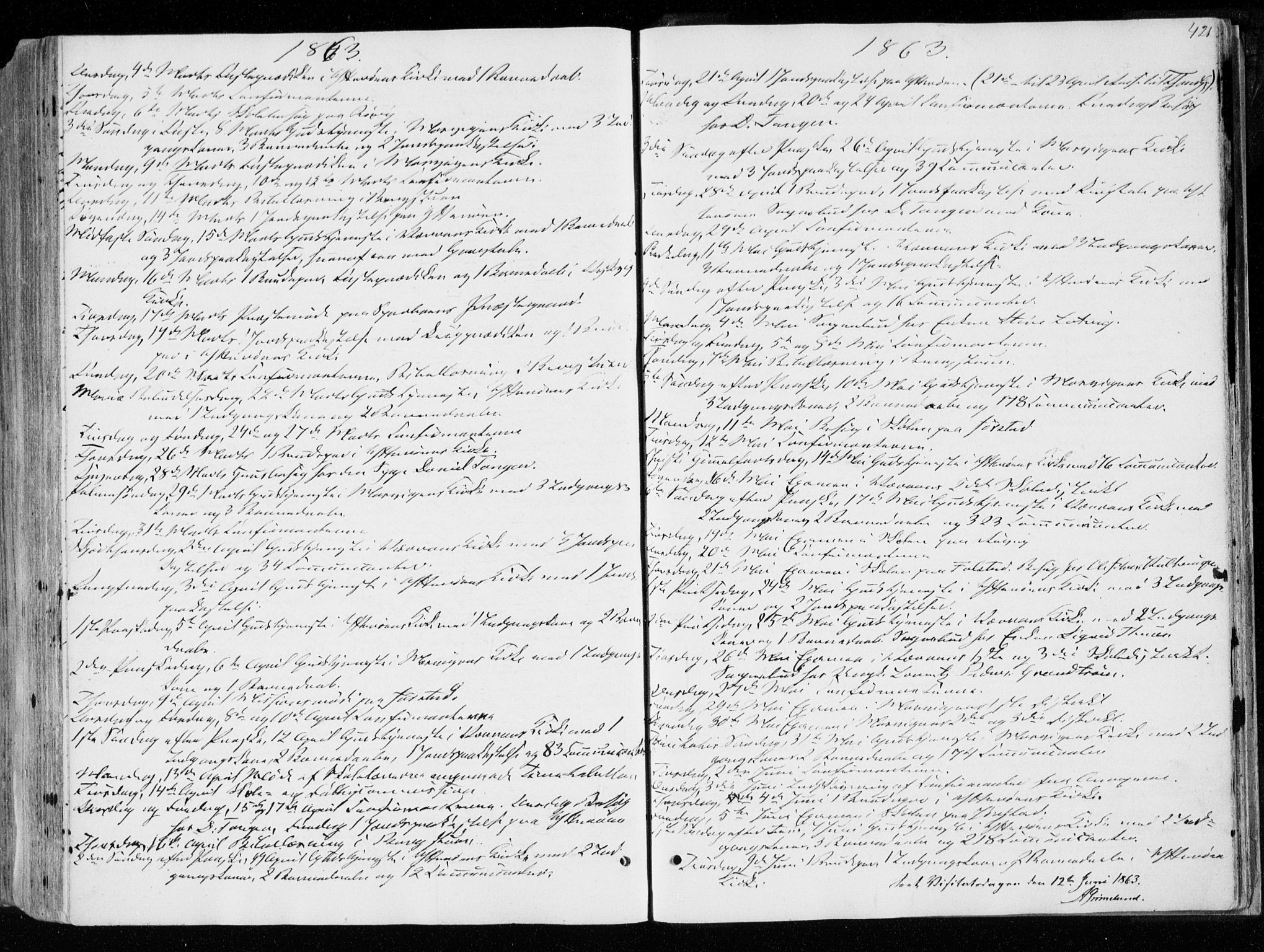 Ministerialprotokoller, klokkerbøker og fødselsregistre - Nord-Trøndelag, SAT/A-1458/722/L0218: Parish register (official) no. 722A05, 1843-1868, p. 421