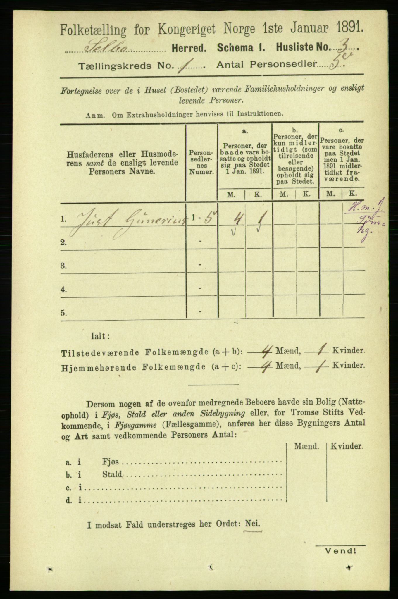 RA, 1891 census for 1664 Selbu, 1891, p. 47