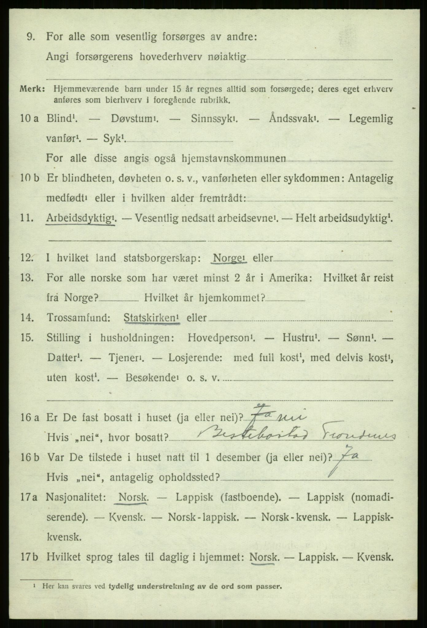 SATØ, 1920 census for Trondenes, 1920, p. 12950