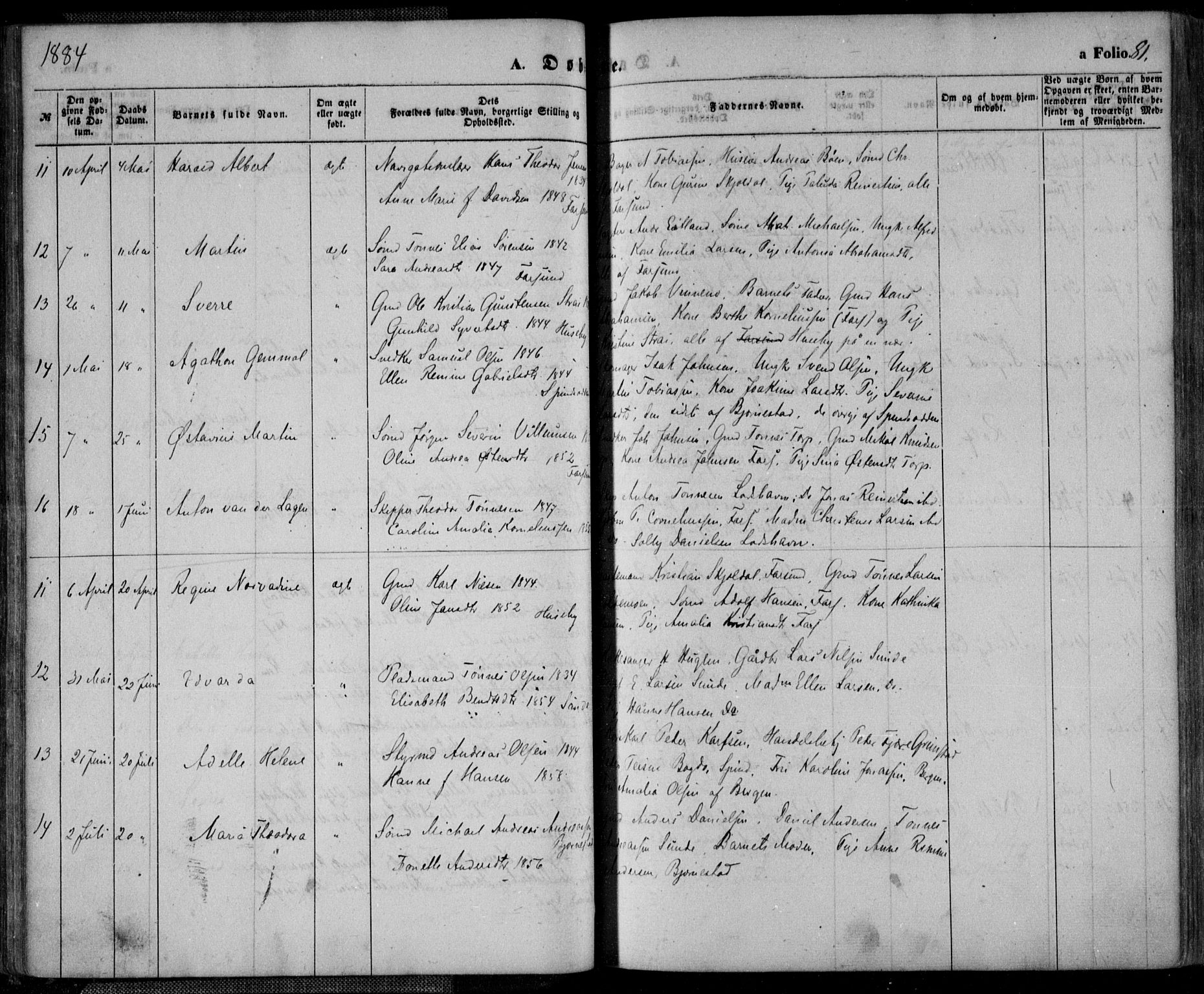 Farsund sokneprestkontor, SAK/1111-0009/F/Fa/L0005: Parish register (official) no. A 5, 1863-1886, p. 81