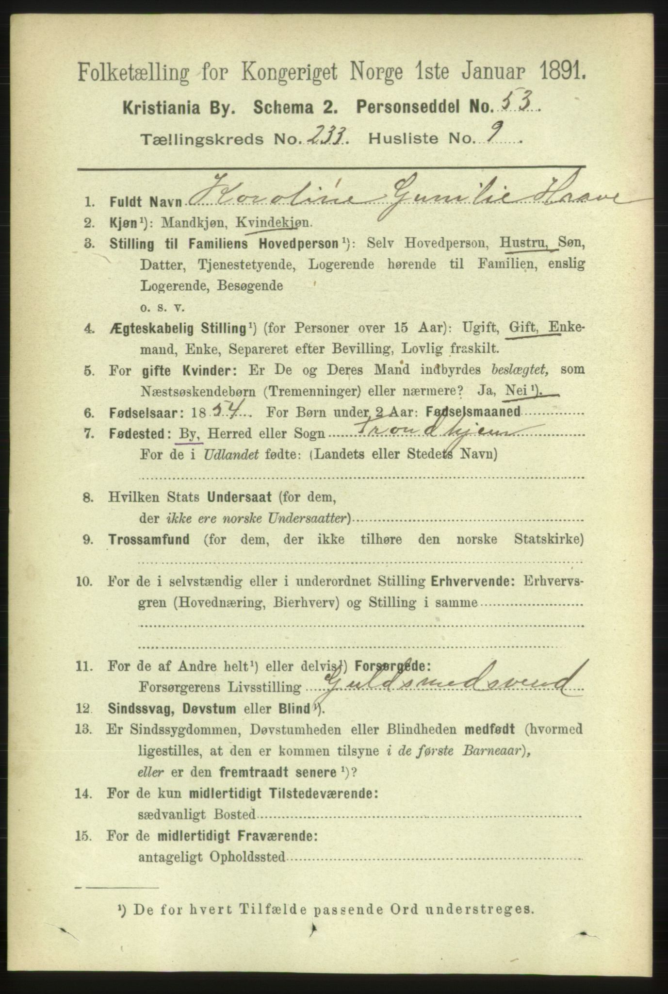RA, 1891 census for 0301 Kristiania, 1891, p. 143287