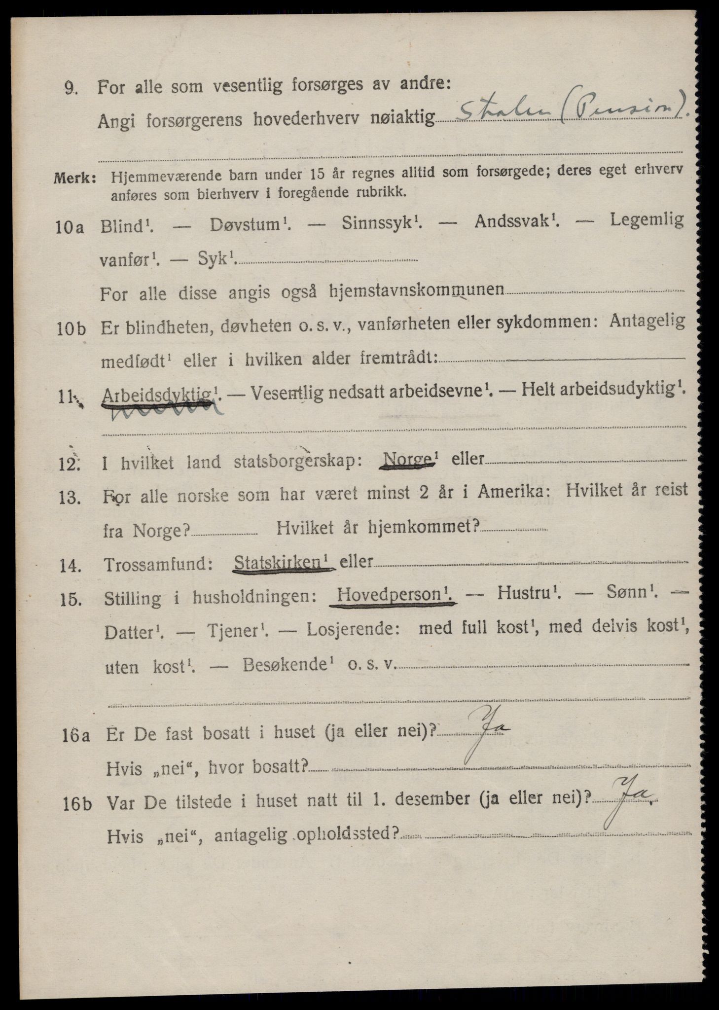 SAT, 1920 census for Volda, 1920, p. 6129