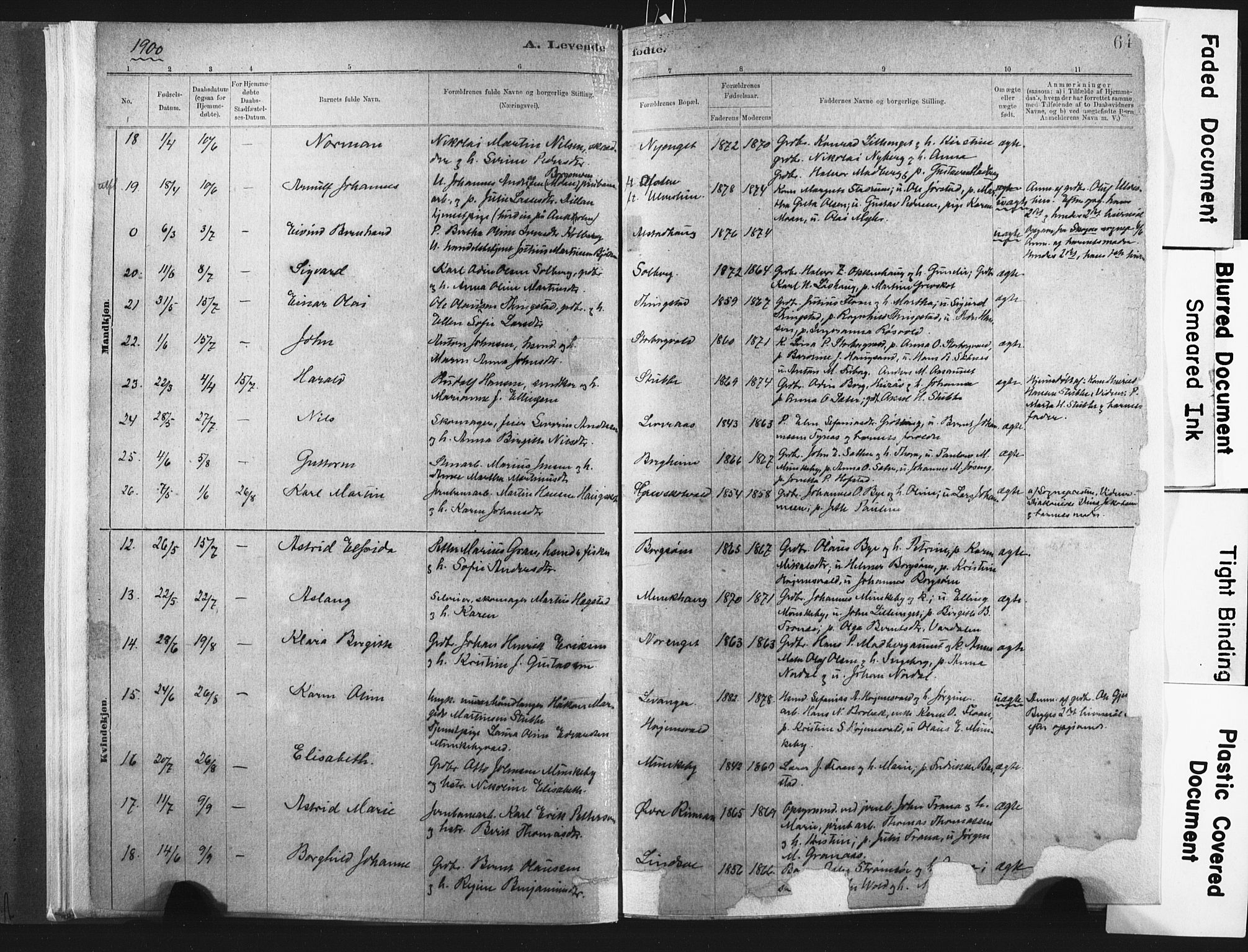 Ministerialprotokoller, klokkerbøker og fødselsregistre - Nord-Trøndelag, SAT/A-1458/721/L0207: Parish register (official) no. 721A02, 1880-1911, p. 64