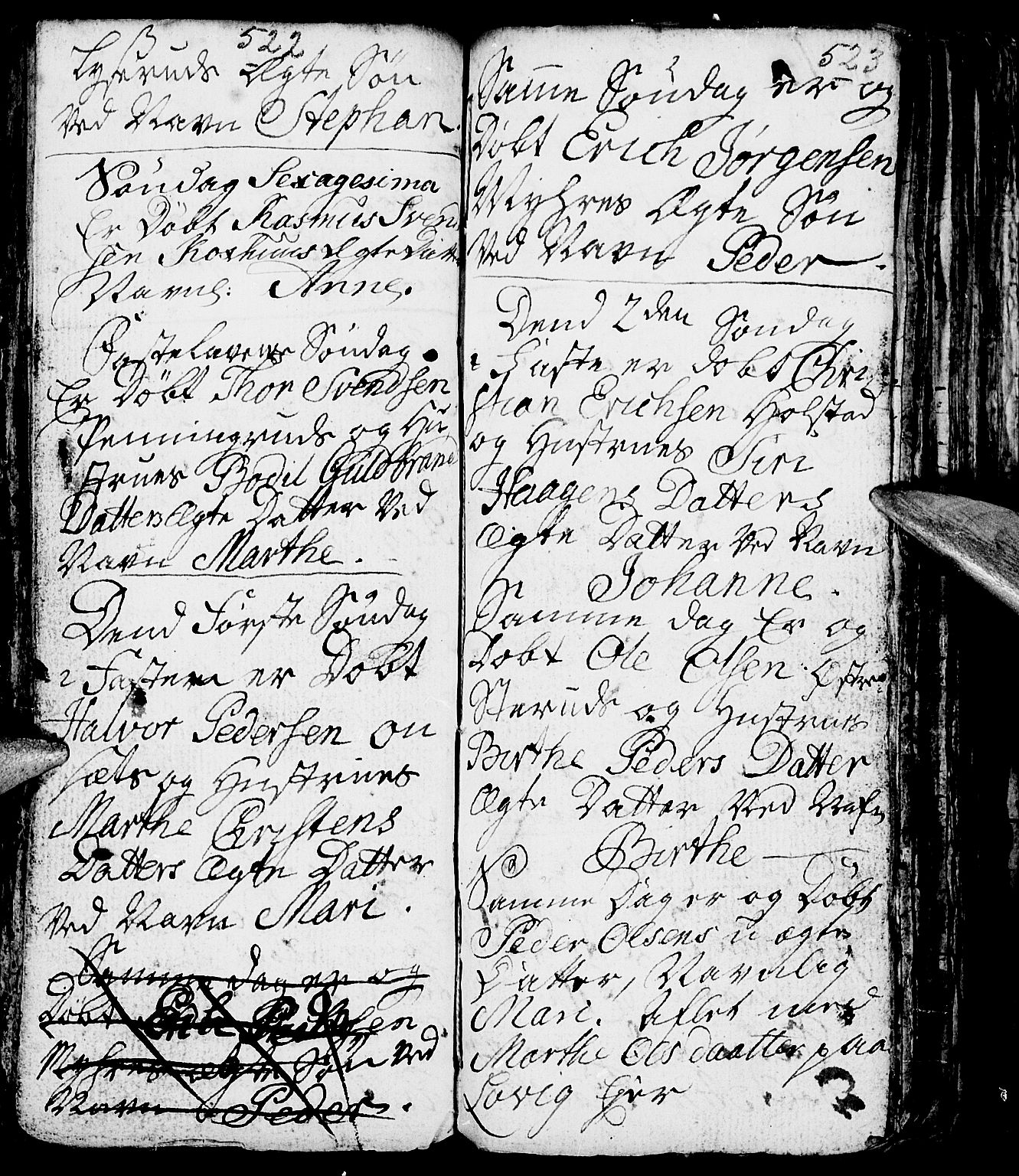 Nes prestekontor, Hedmark, SAH/PREST-020/L/La/L0001: Parish register (copy) no. 1, 1663-1784, p. 522-523