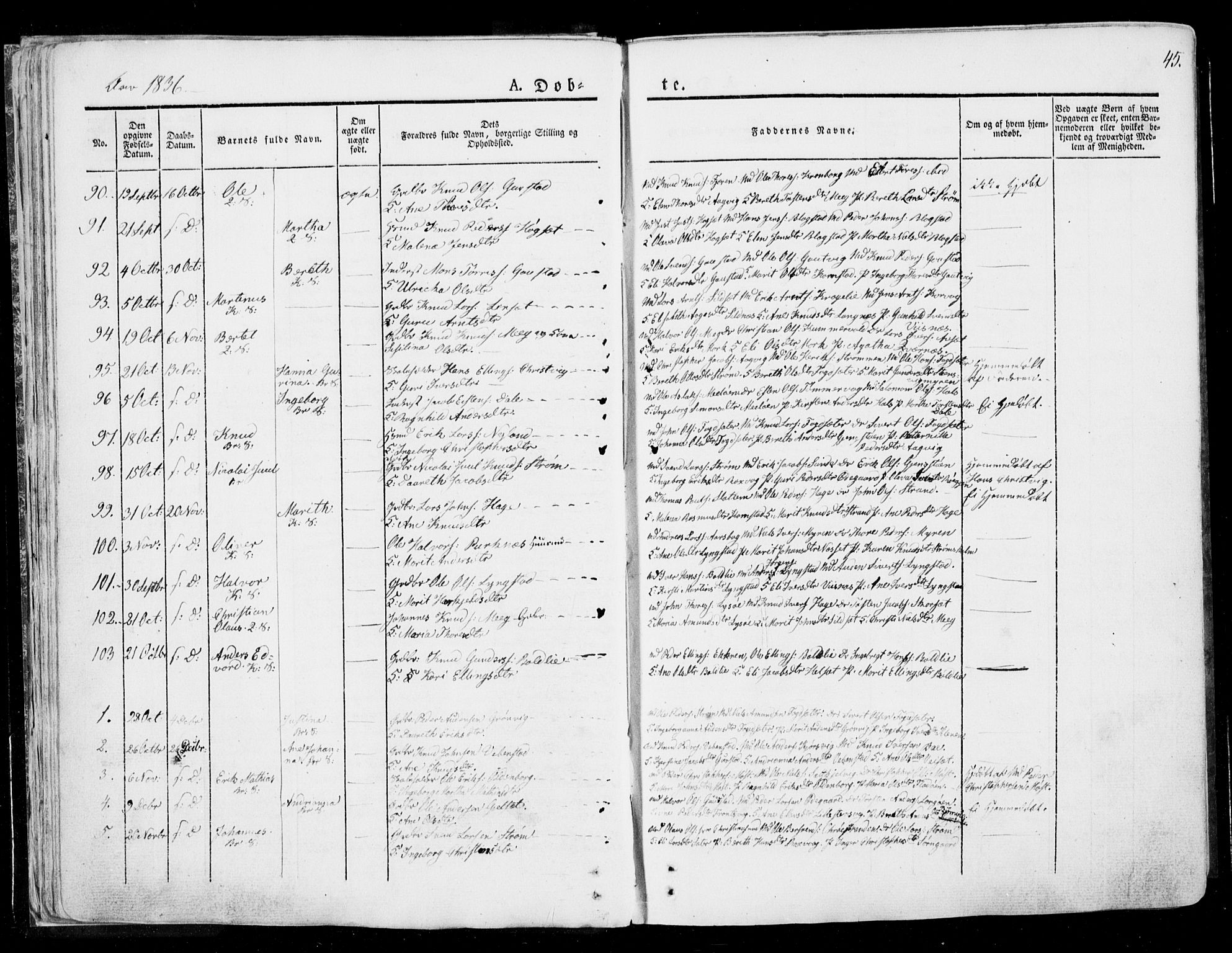 Ministerialprotokoller, klokkerbøker og fødselsregistre - Møre og Romsdal, SAT/A-1454/568/L0803: Parish register (official) no. 568A10, 1830-1853, p. 45