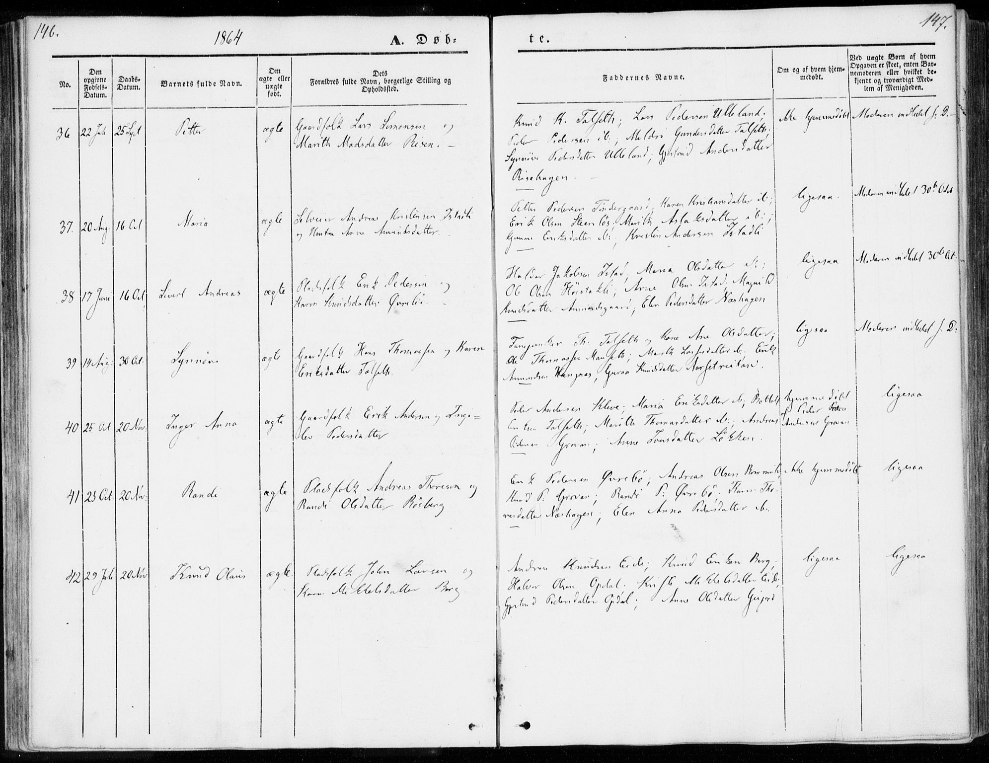 Ministerialprotokoller, klokkerbøker og fødselsregistre - Møre og Romsdal, AV/SAT-A-1454/557/L0680: Parish register (official) no. 557A02, 1843-1869, p. 146-147