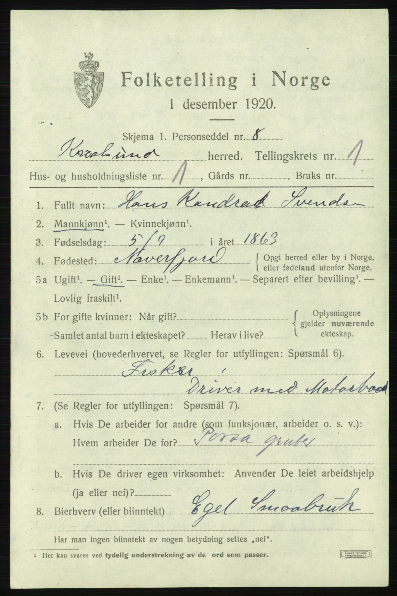 SATØ, 1920 census for , 1920, p. 478