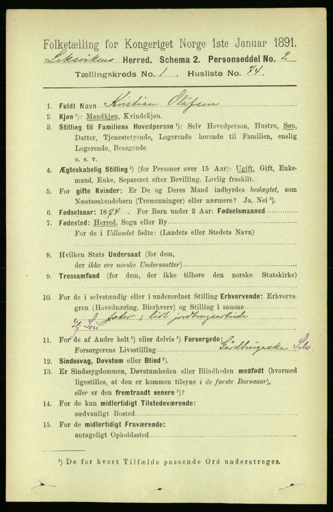 RA, 1891 census for 1718 Leksvik, 1891, p. 564