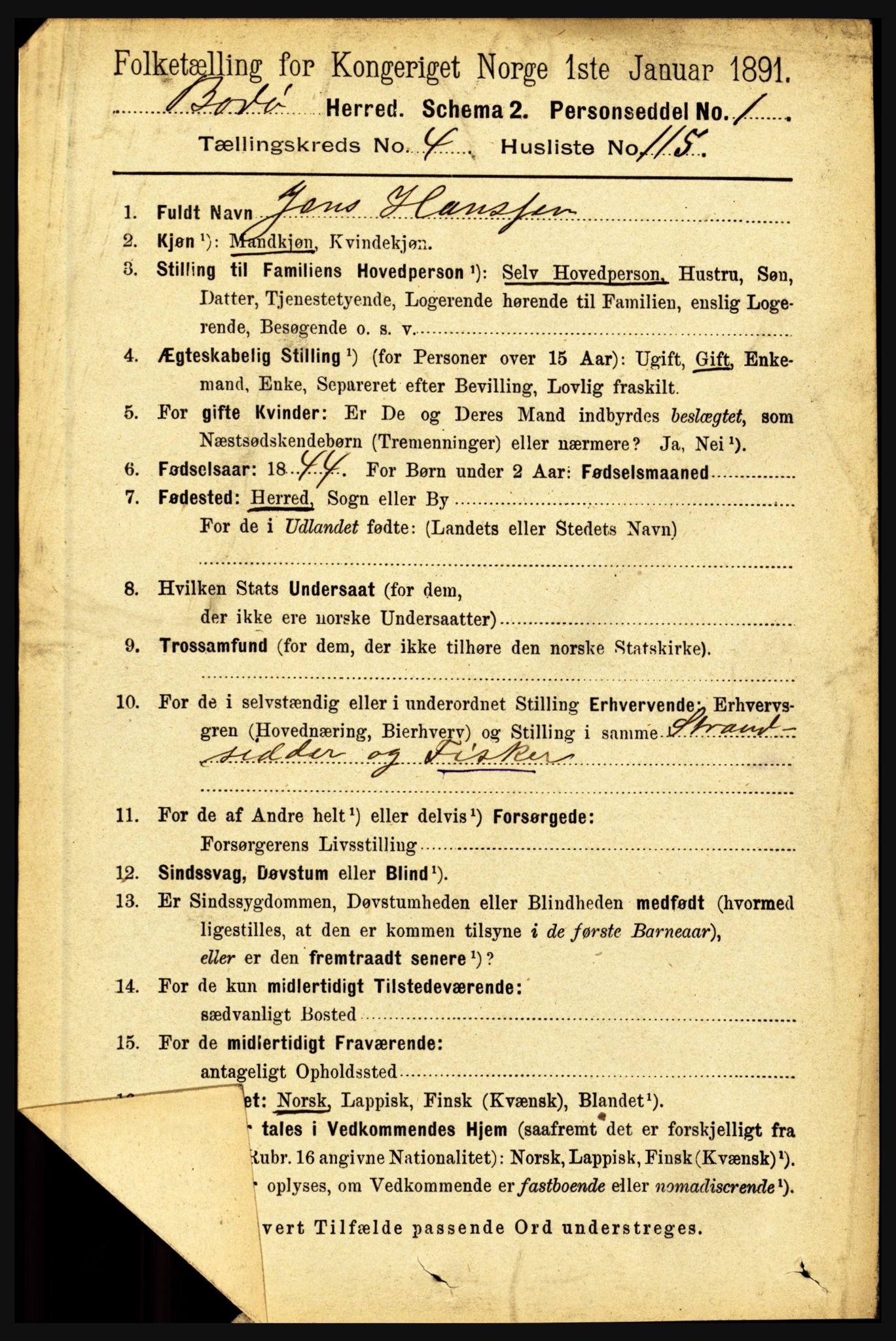 RA, 1891 census for 1843 Bodø, 1891, p. 2955