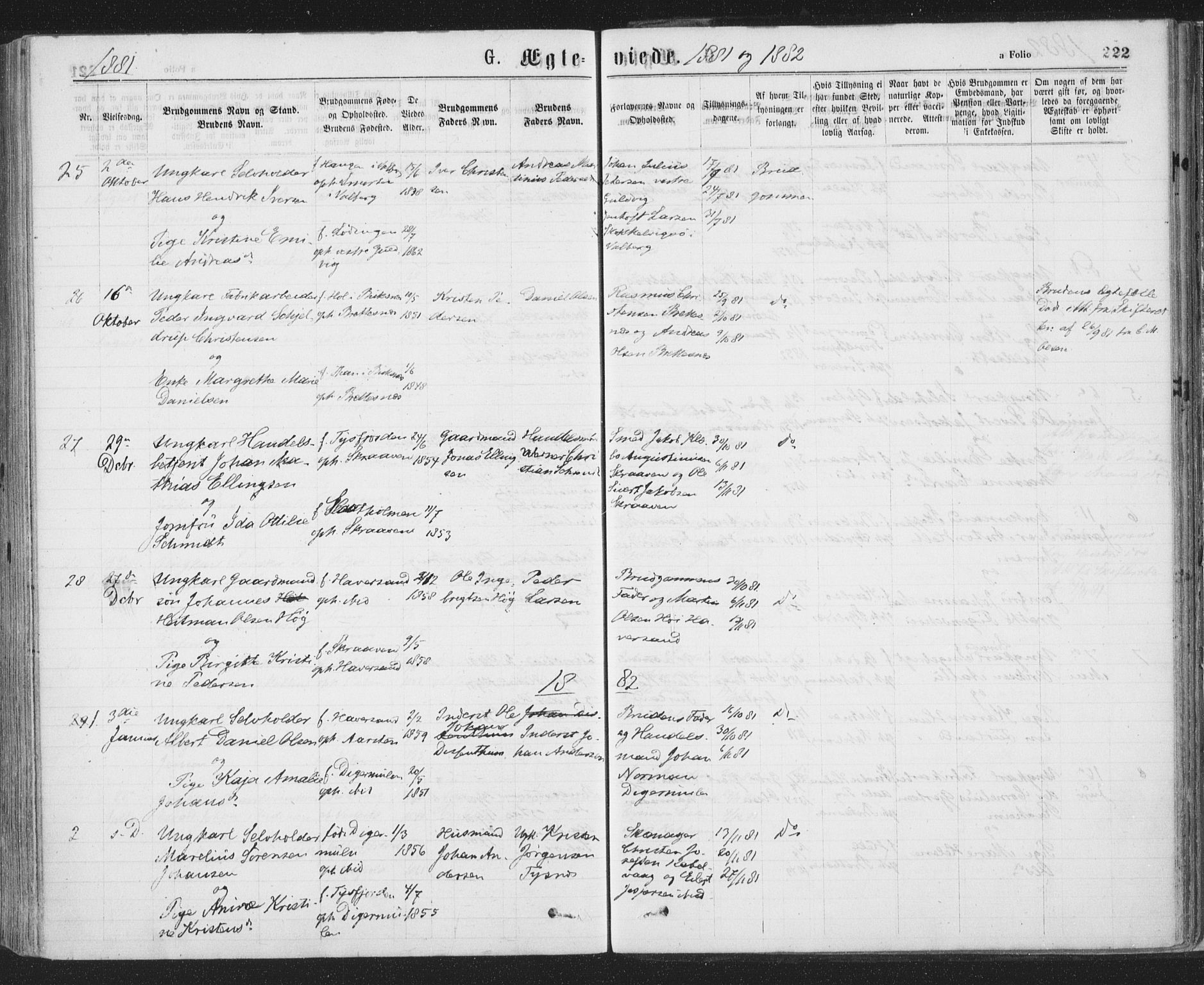 Ministerialprotokoller, klokkerbøker og fødselsregistre - Nordland, SAT/A-1459/874/L1058: Parish register (official) no. 874A02, 1878-1883, p. 222
