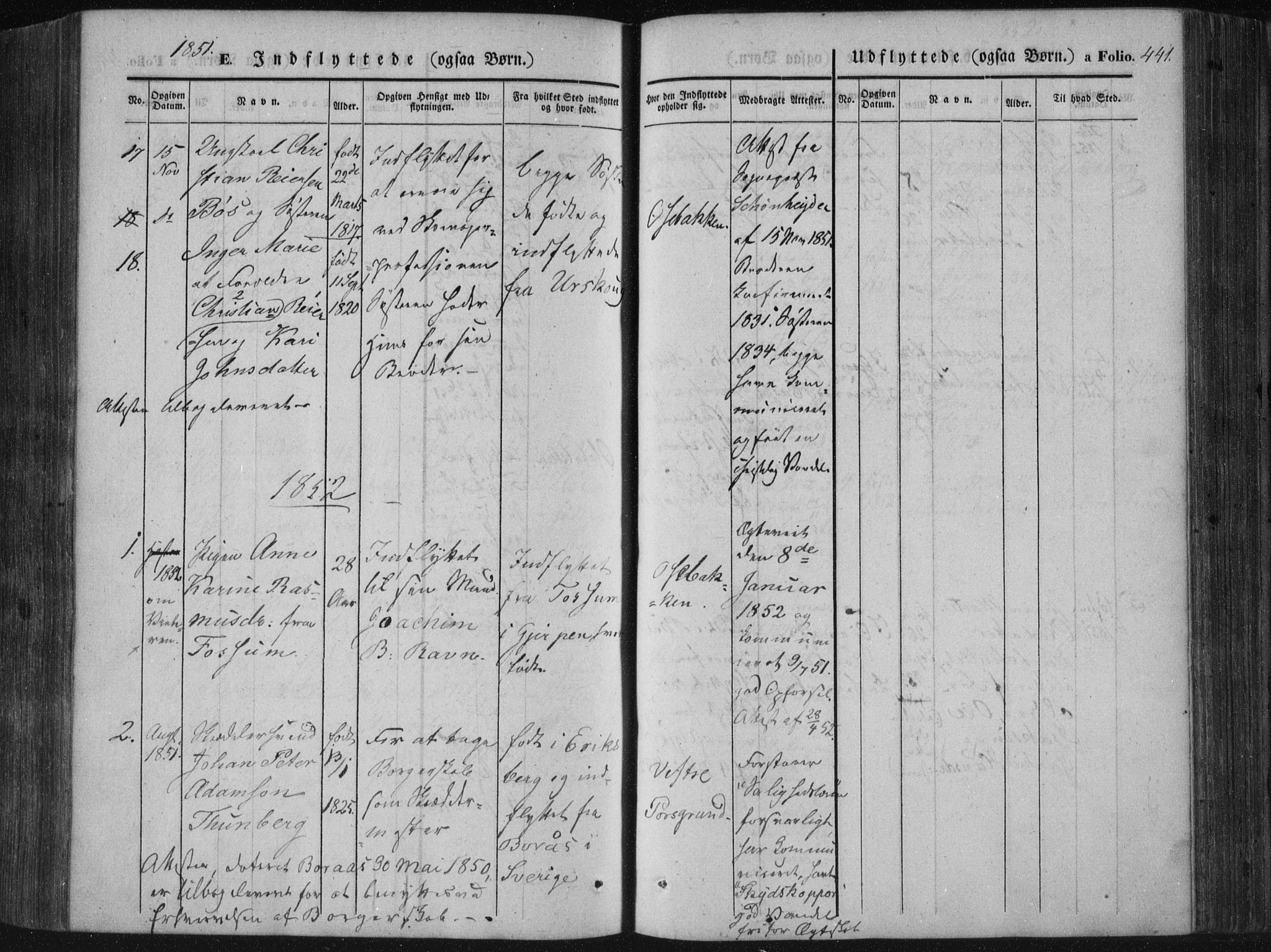 Porsgrunn kirkebøker , SAKO/A-104/F/Fa/L0006: Parish register (official) no. 6, 1841-1857, p. 441