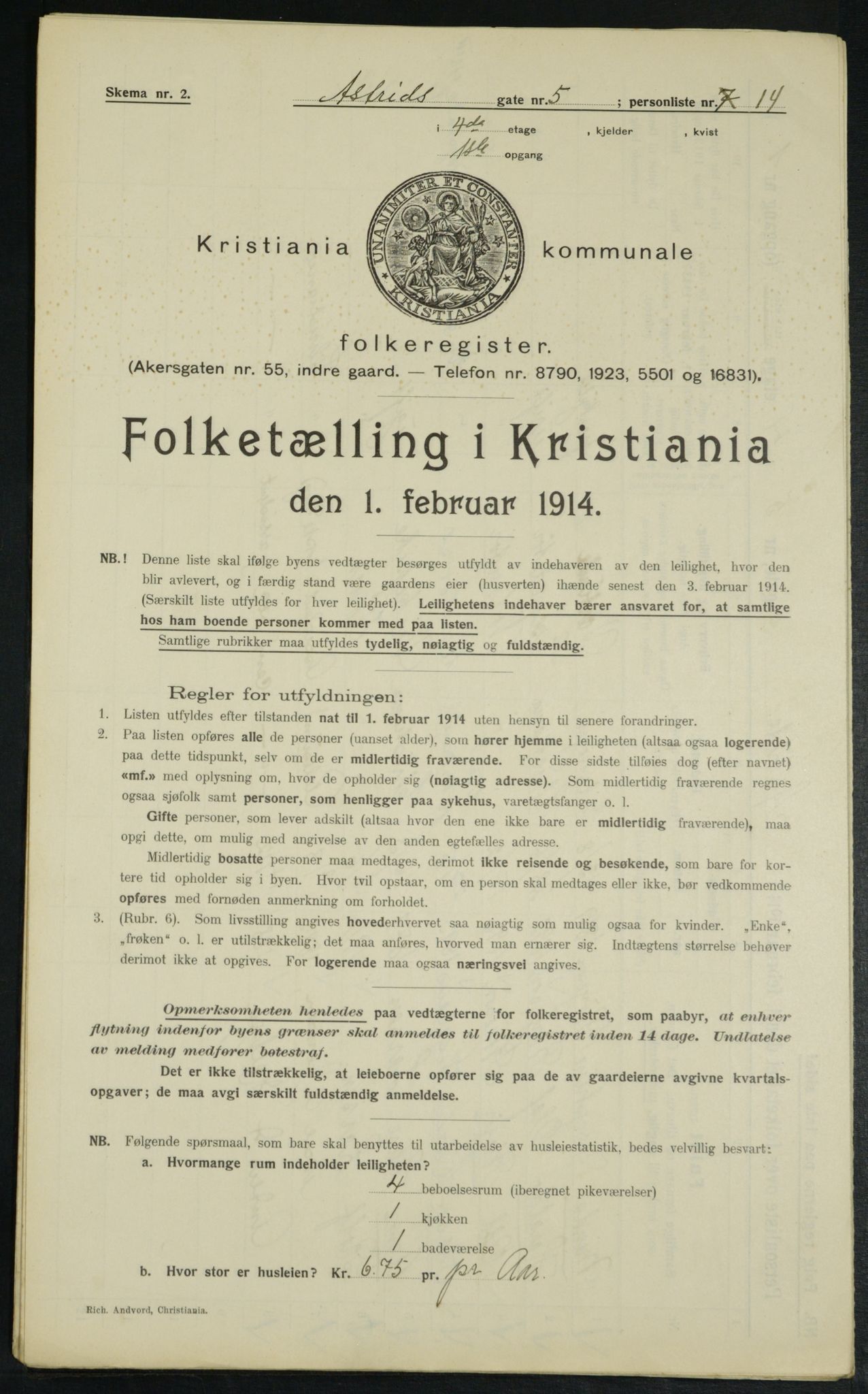 OBA, Municipal Census 1914 for Kristiania, 1914, p. 17323