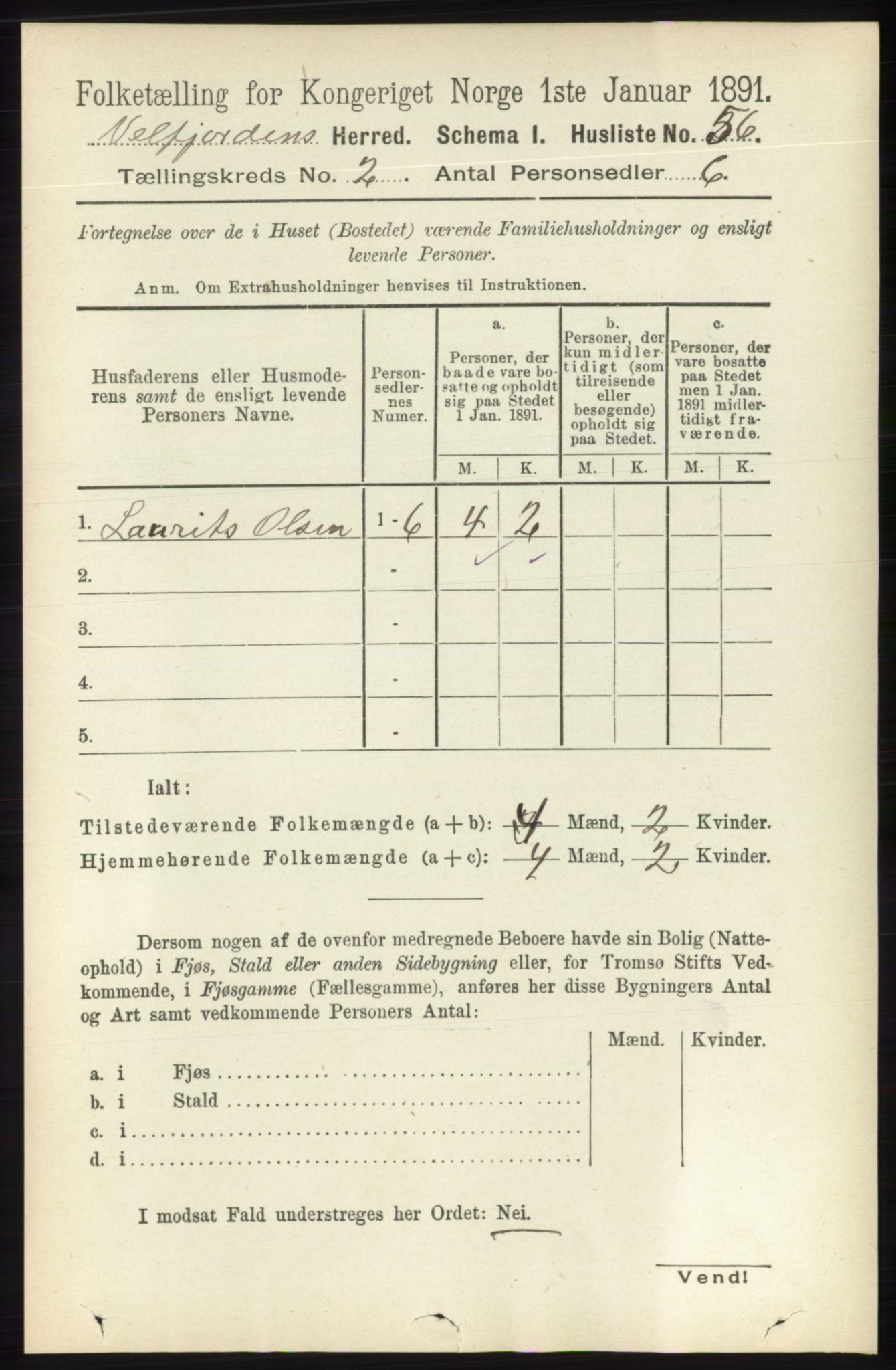 RA, 1891 census for 1813 Velfjord, 1891, p. 534