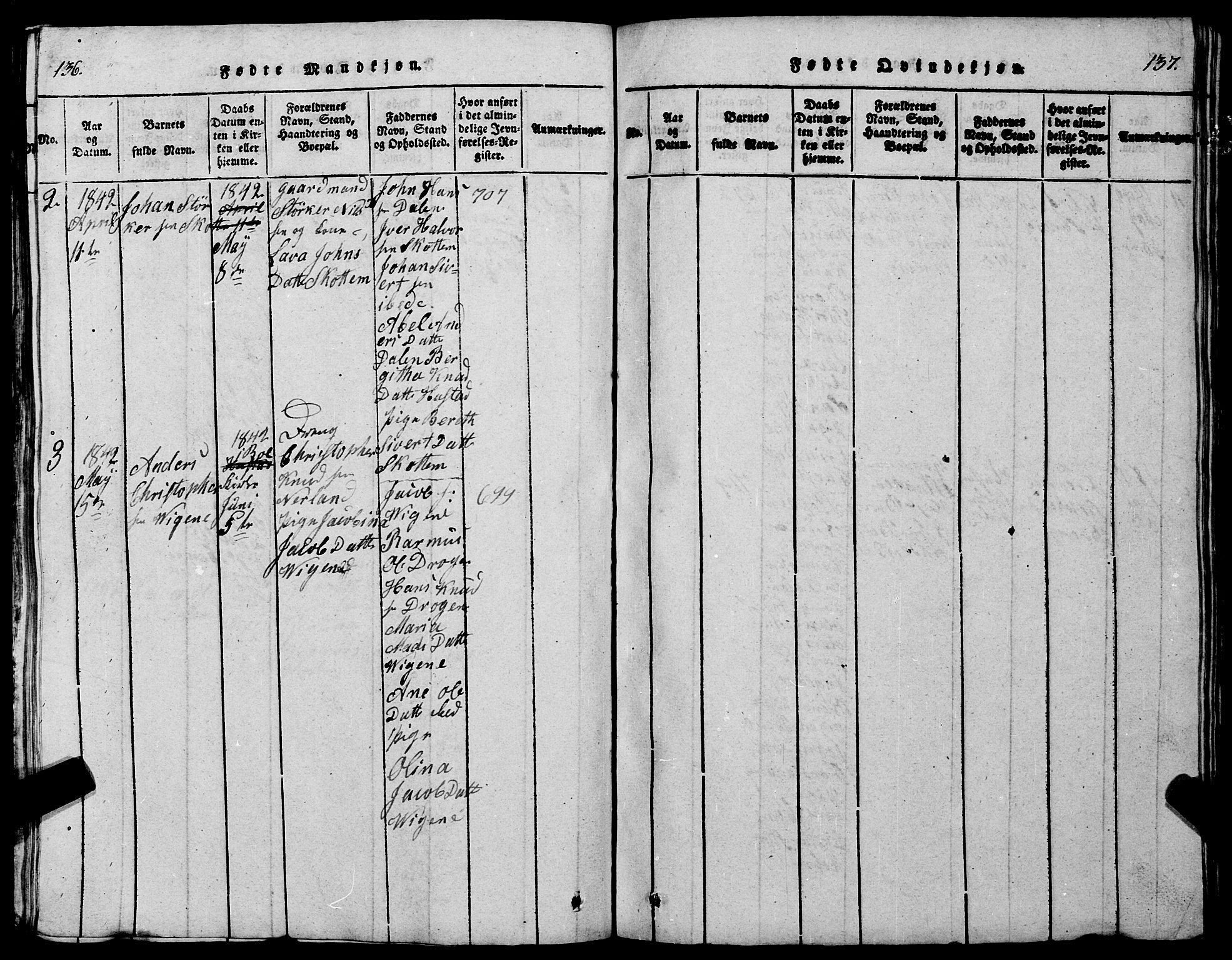 Ministerialprotokoller, klokkerbøker og fødselsregistre - Møre og Romsdal, SAT/A-1454/567/L0781: Parish register (copy) no. 567C01, 1818-1845, p. 136-137
