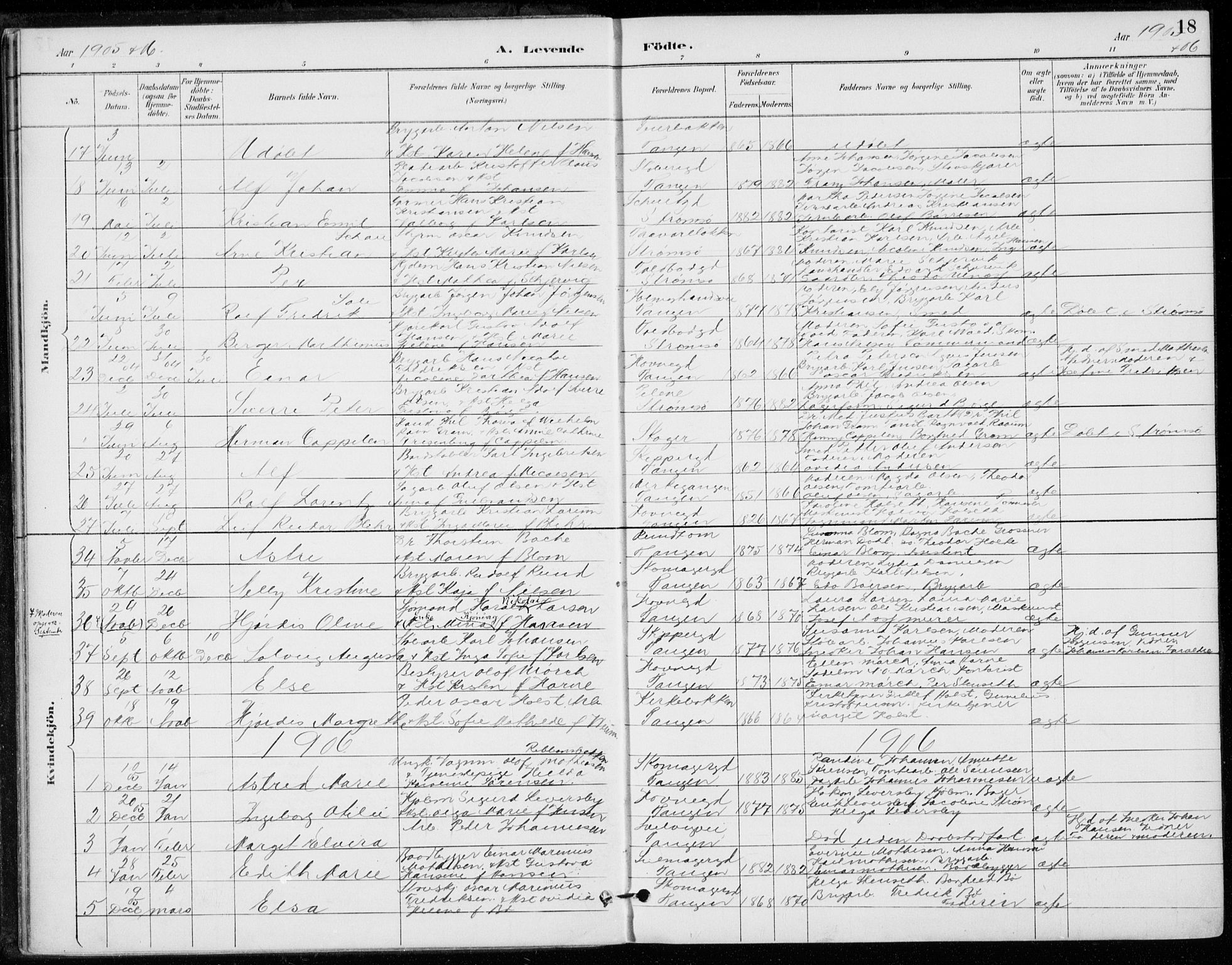 Strømsø kirkebøker, AV/SAKO-A-246/F/Fb/L0007: Parish register (official) no. II 7, 1887-1928, p. 18