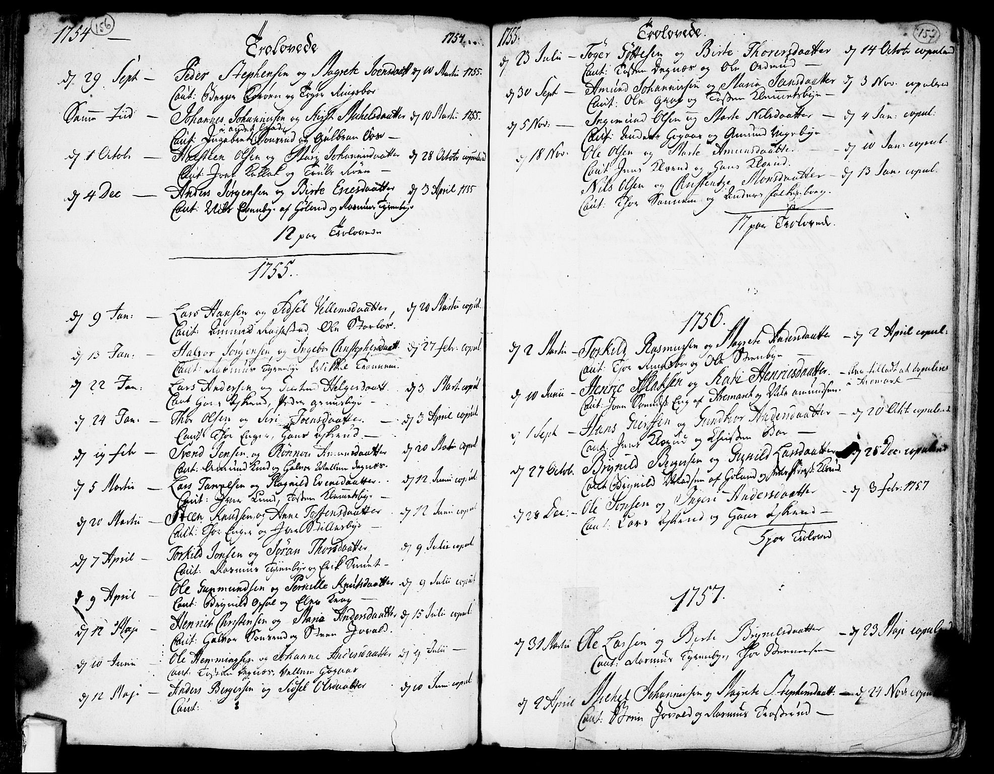 Rødenes prestekontor Kirkebøker, SAO/A-2005/F/Fa/L0002: Parish register (official) no. I 2, 1733-1776, p. 156-157