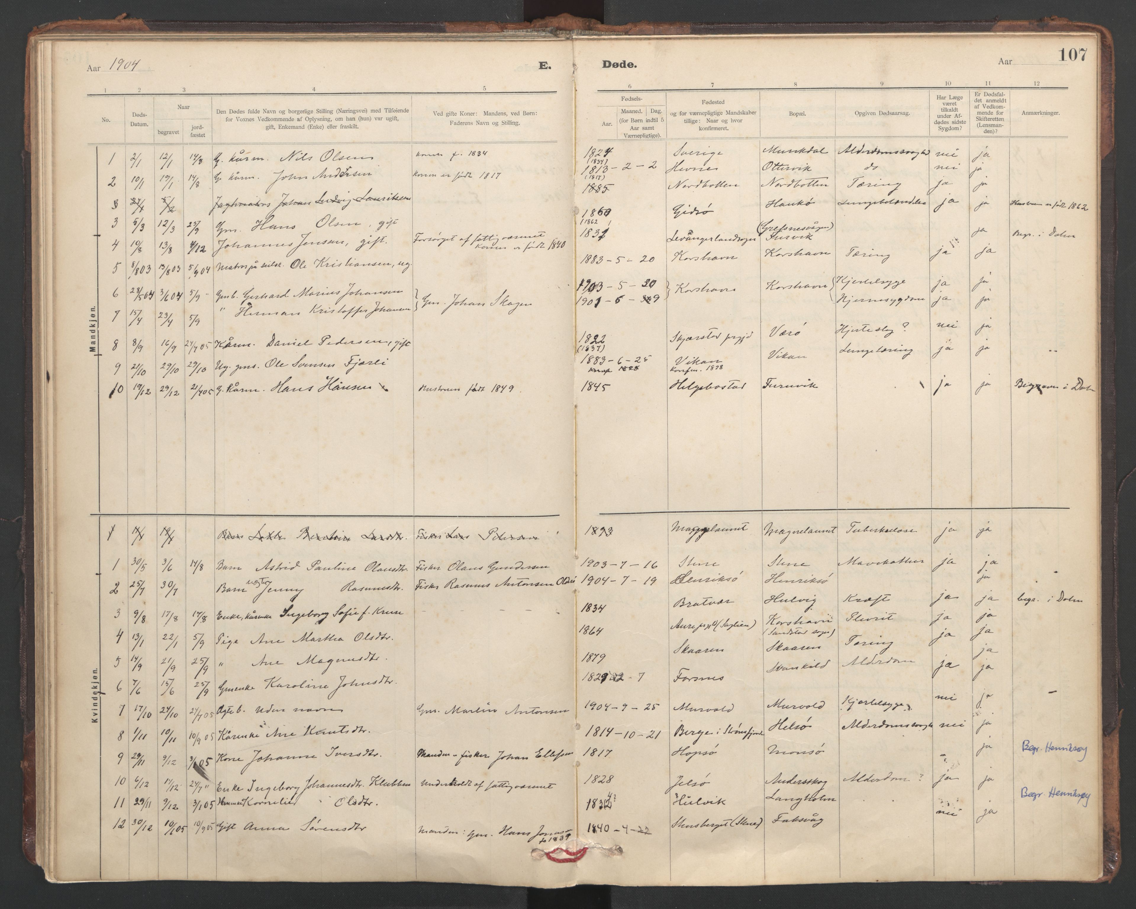 Ministerialprotokoller, klokkerbøker og fødselsregistre - Sør-Trøndelag, SAT/A-1456/635/L0552: Parish register (official) no. 635A02, 1899-1919, p. 107