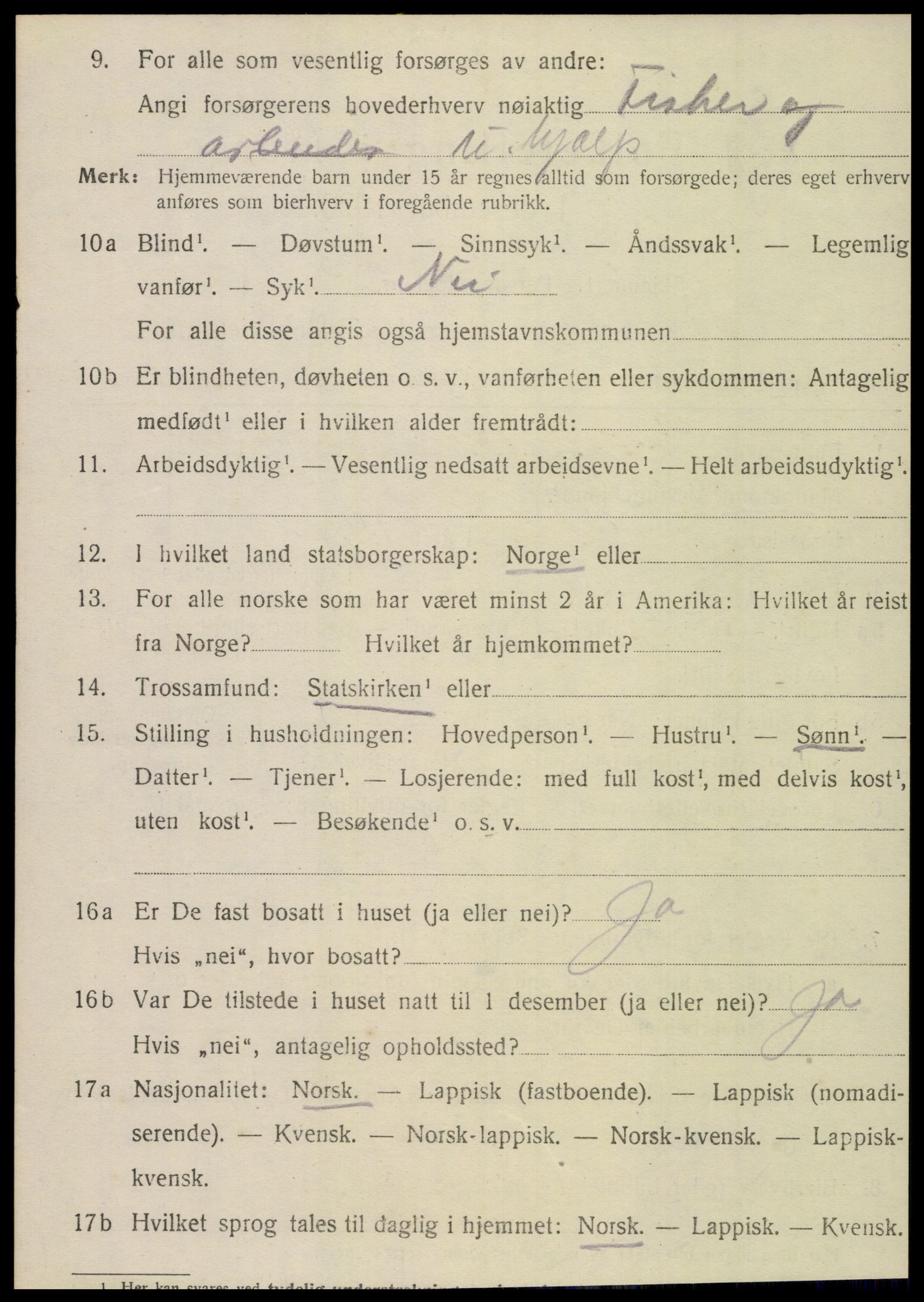 SAT, 1920 census for Dønnes, 1920, p. 575