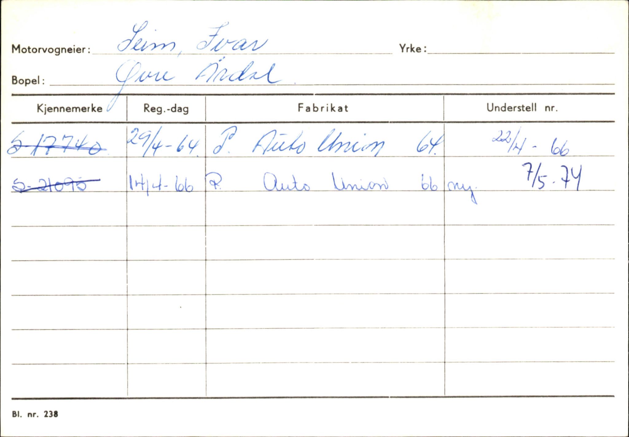 Statens vegvesen, Sogn og Fjordane vegkontor, AV/SAB-A-5301/4/F/L0146: Registerkort Årdal R-Å samt diverse kort, 1945-1975, p. 262