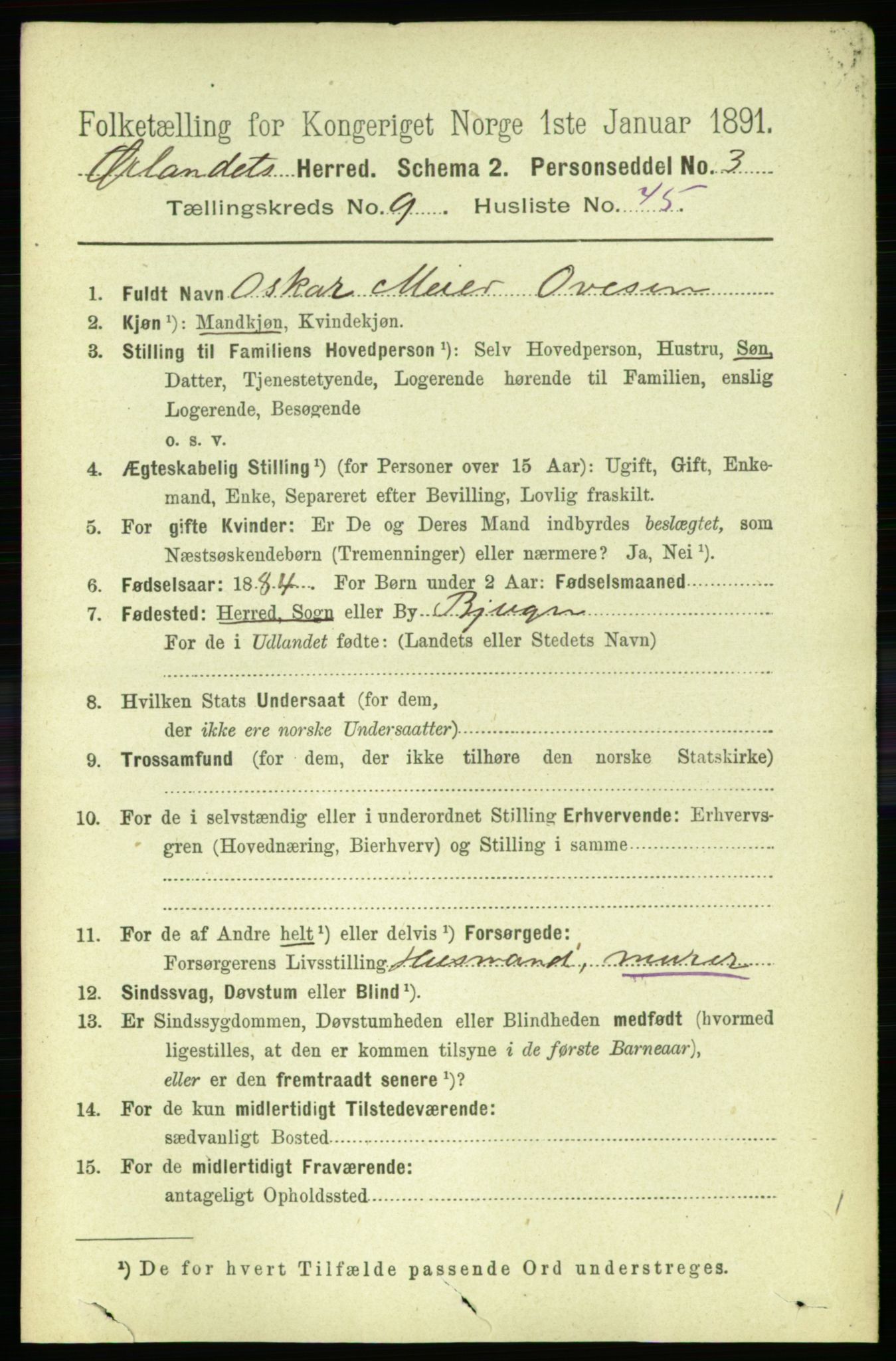 RA, 1891 census for 1621 Ørland, 1891, p. 4095