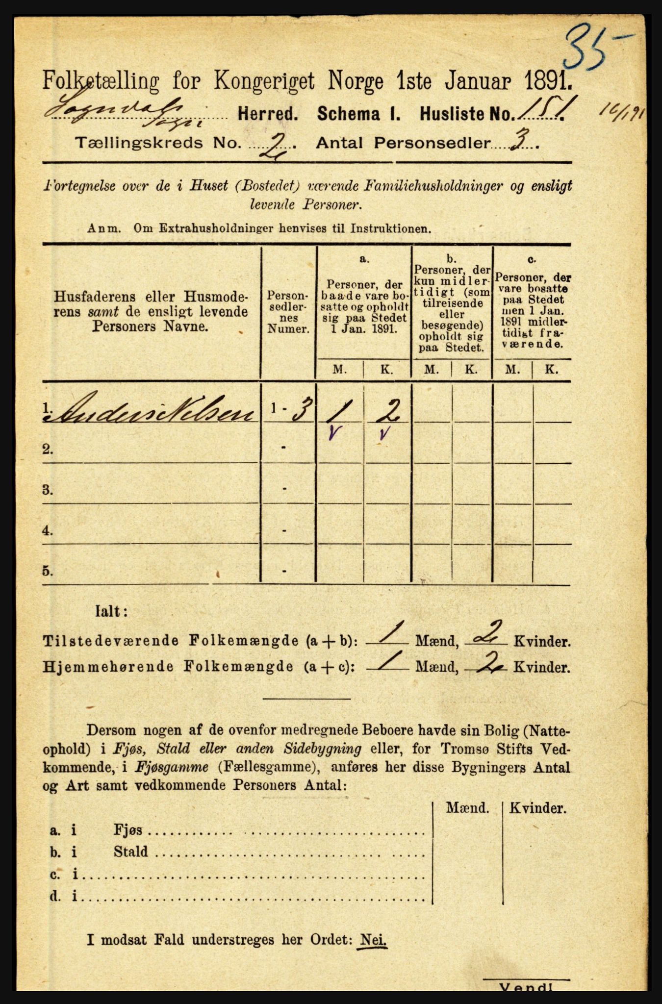 RA, 1891 census for 1420 Sogndal, 1891, p. 592