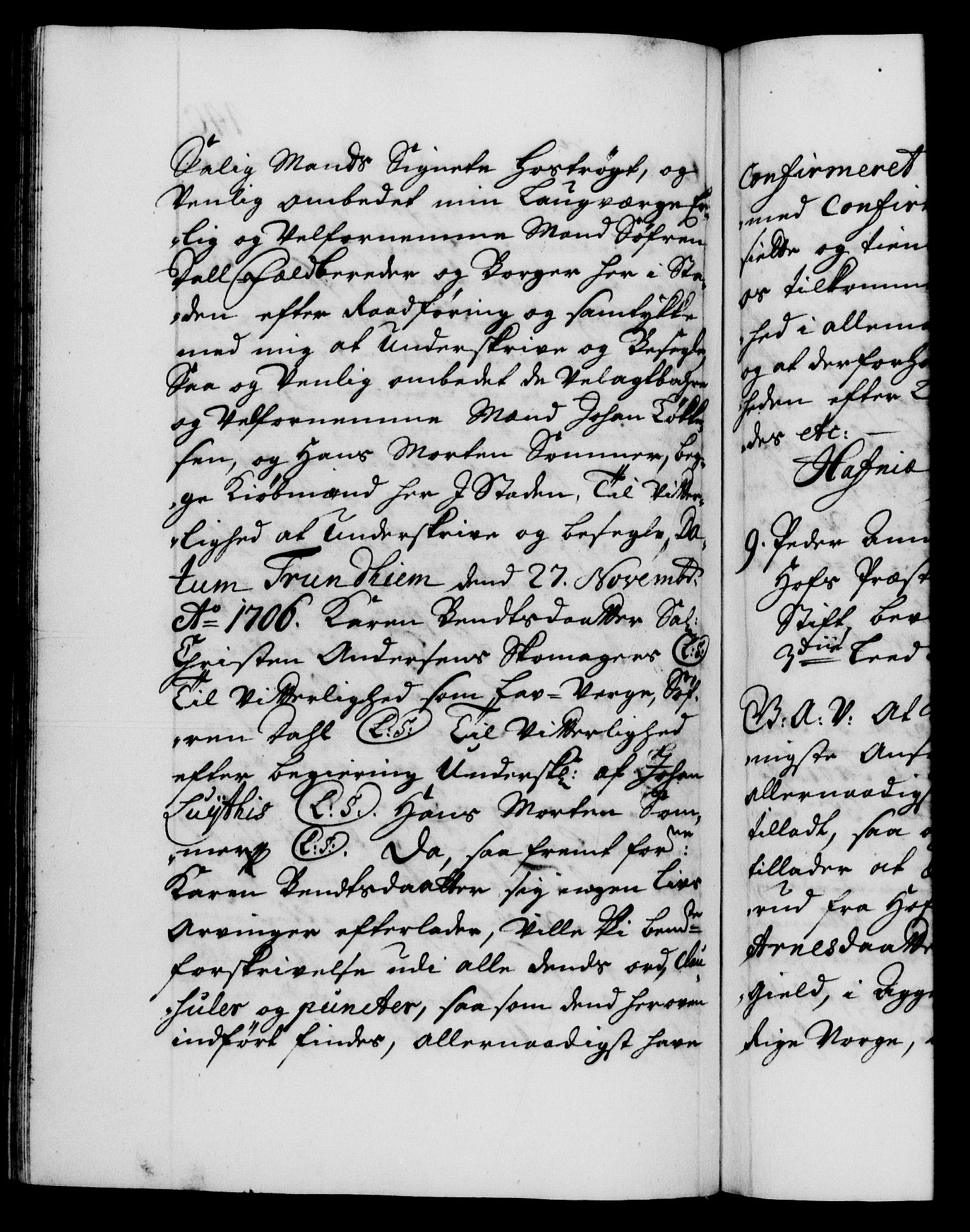 Danske Kanselli 1572-1799, AV/RA-EA-3023/F/Fc/Fca/Fcaa/L0019: Norske registre, 1704-1707, p. 440b