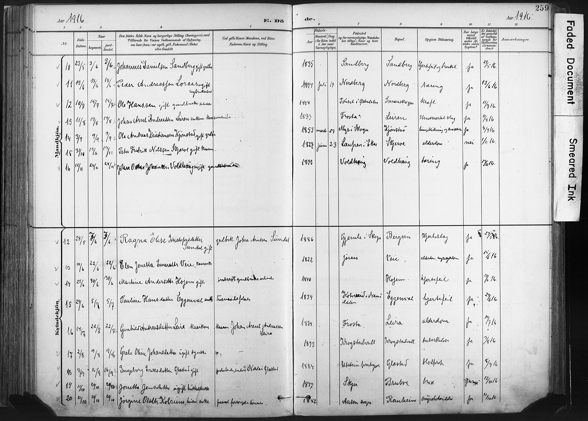 Ministerialprotokoller, klokkerbøker og fødselsregistre - Nord-Trøndelag, AV/SAT-A-1458/717/L0162: Parish register (official) no. 717A12, 1898-1923, p. 259