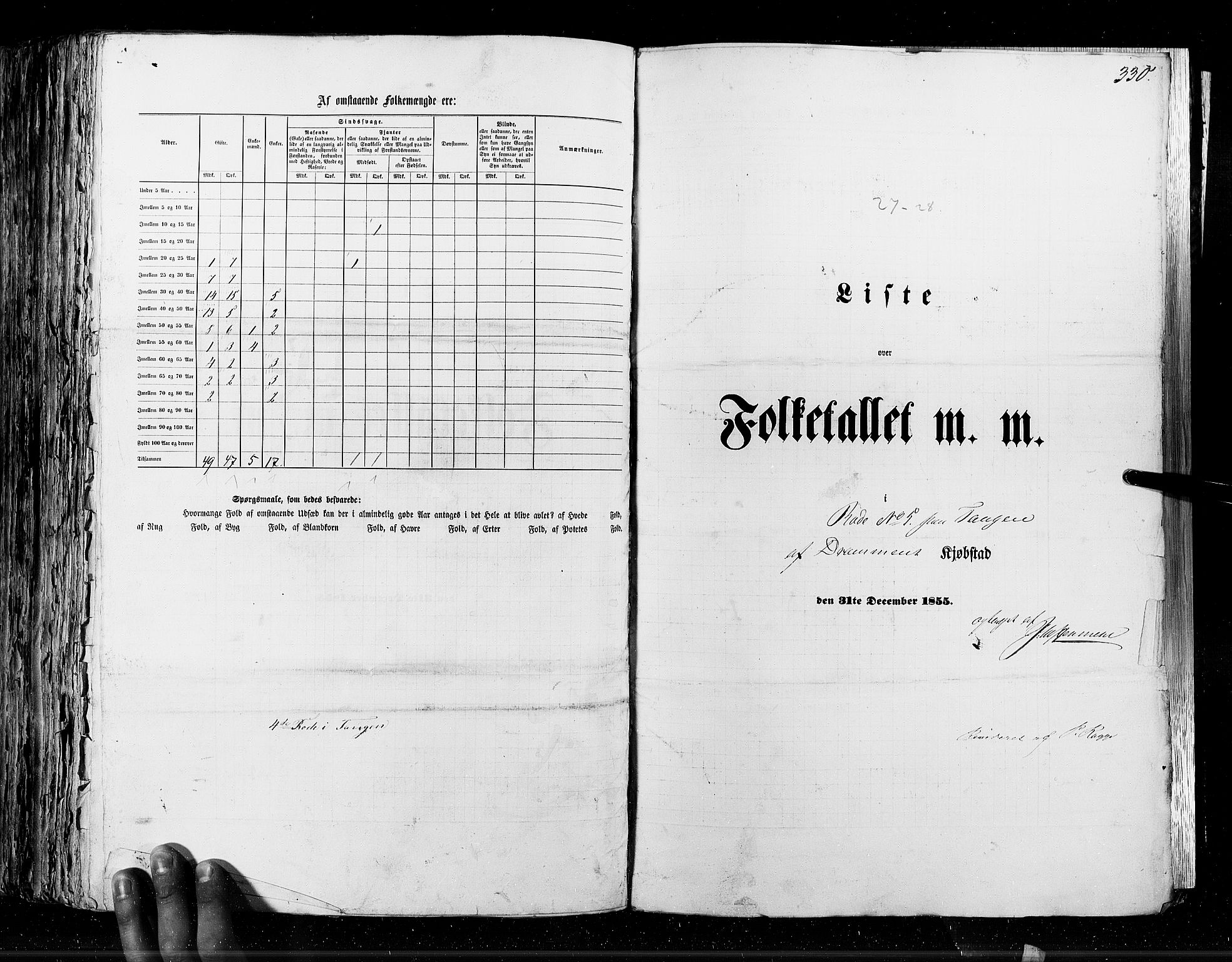 RA, Census 1855, vol. 7: Fredrikshald-Kragerø, 1855, p. 330