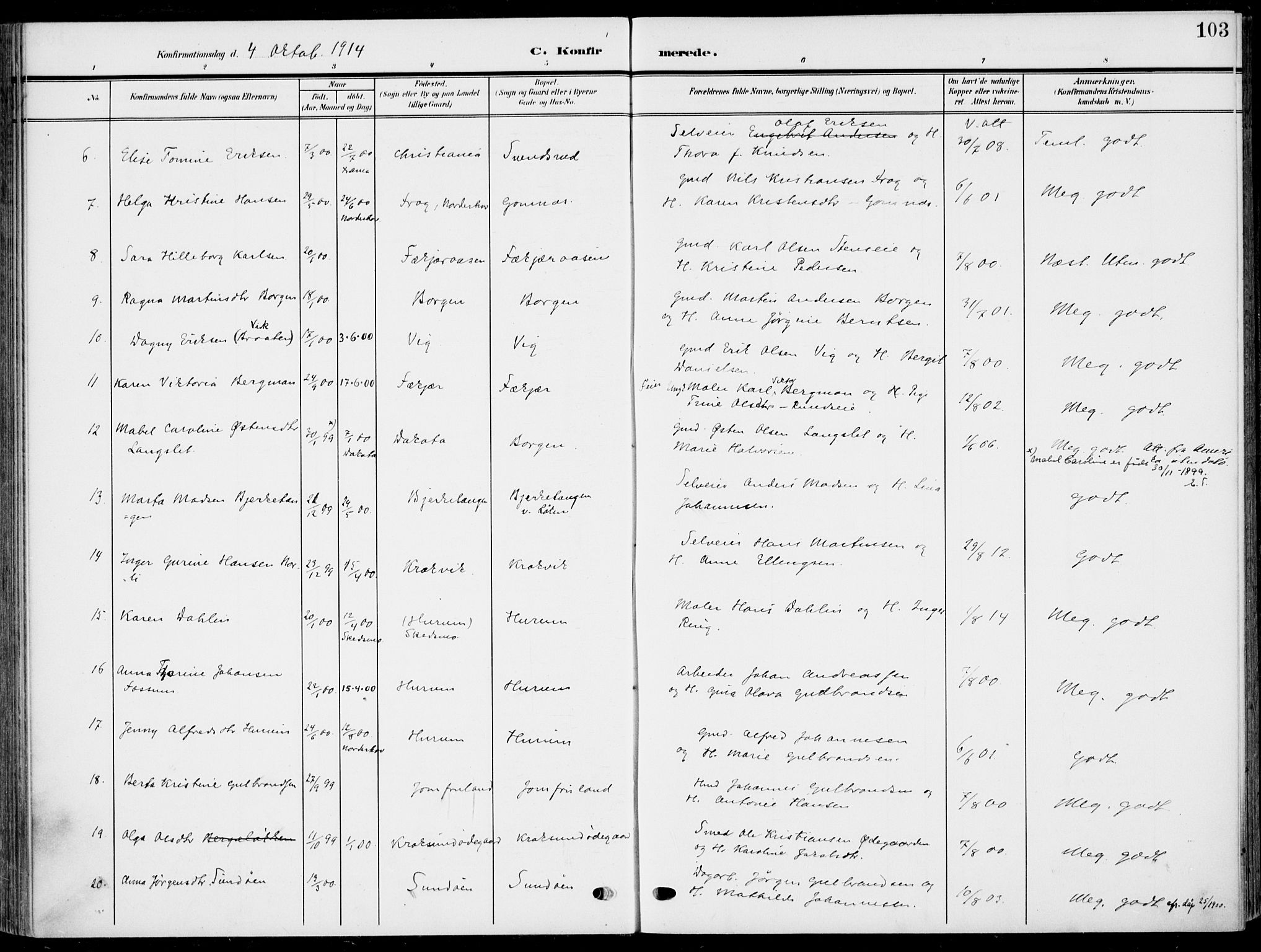 Hole kirkebøker, SAKO/A-228/F/Fa/L0010: Parish register (official) no. I 10, 1907-1917, p. 103