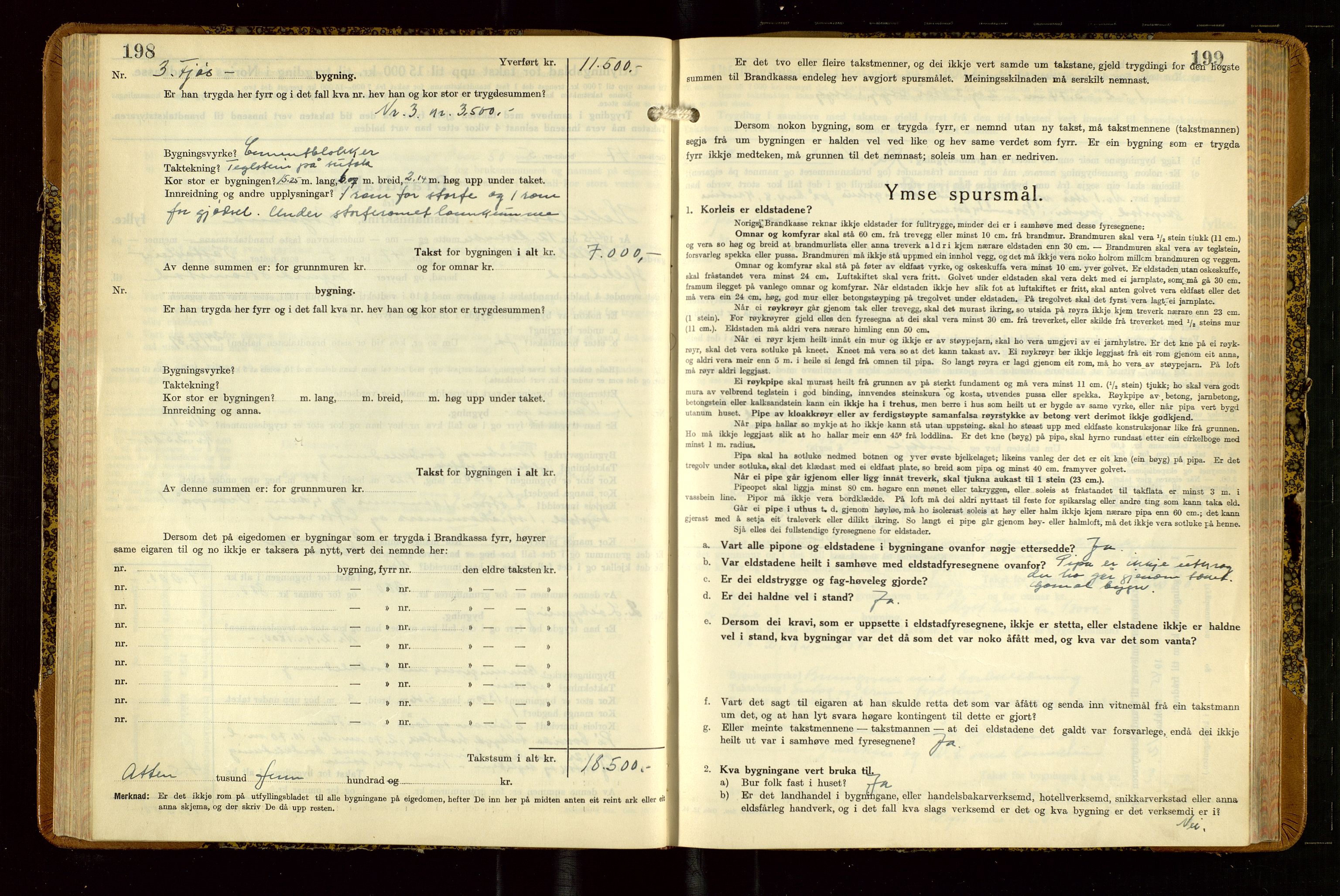 Helleland lensmannskontor, AV/SAST-A-100209/Gob/L0004: "Brandtakstbok", 1939-1949, p. 198-199